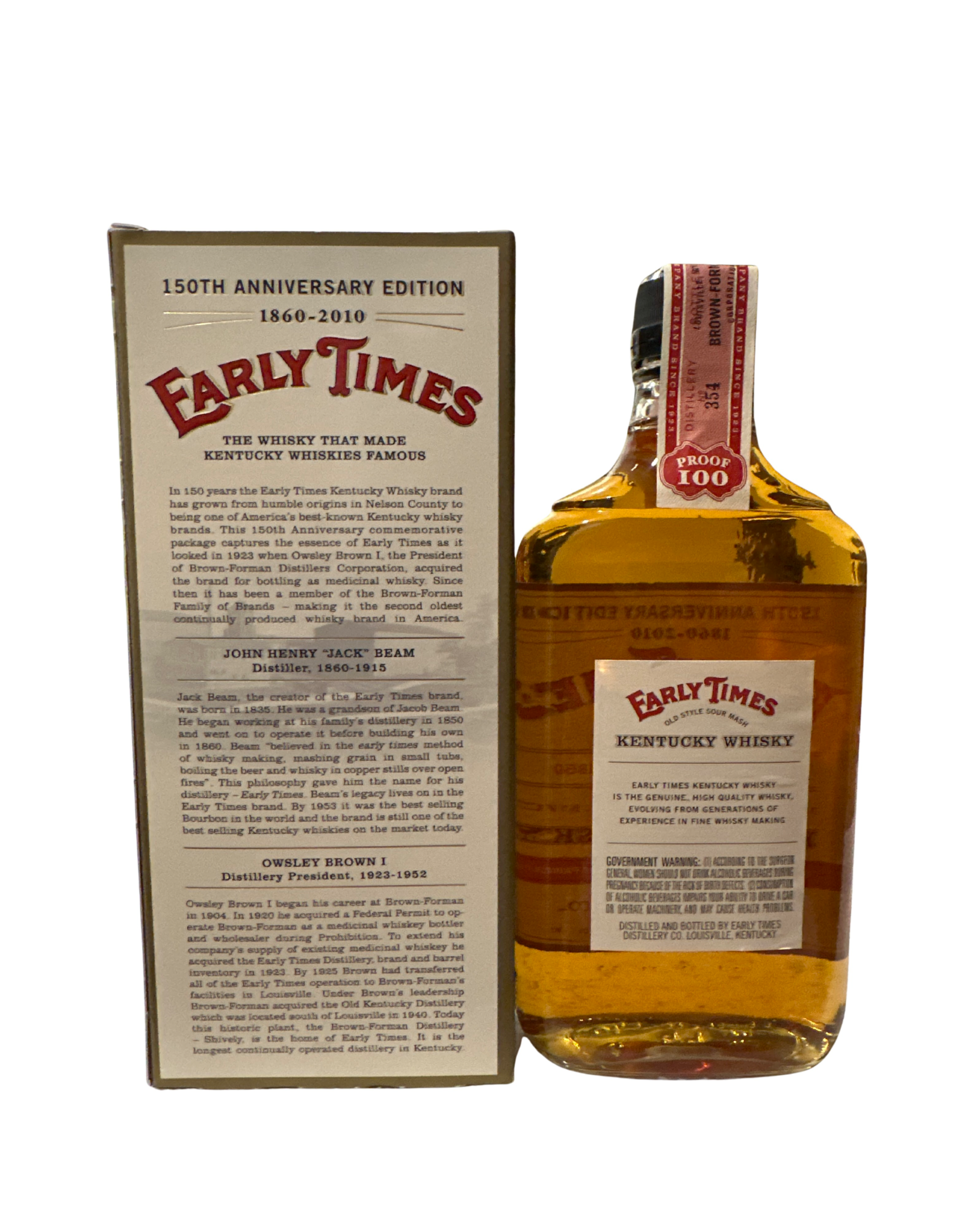 2010 Early Times Distillery 150th Anniversary Kentucky Whisky 100 Proof 375ml