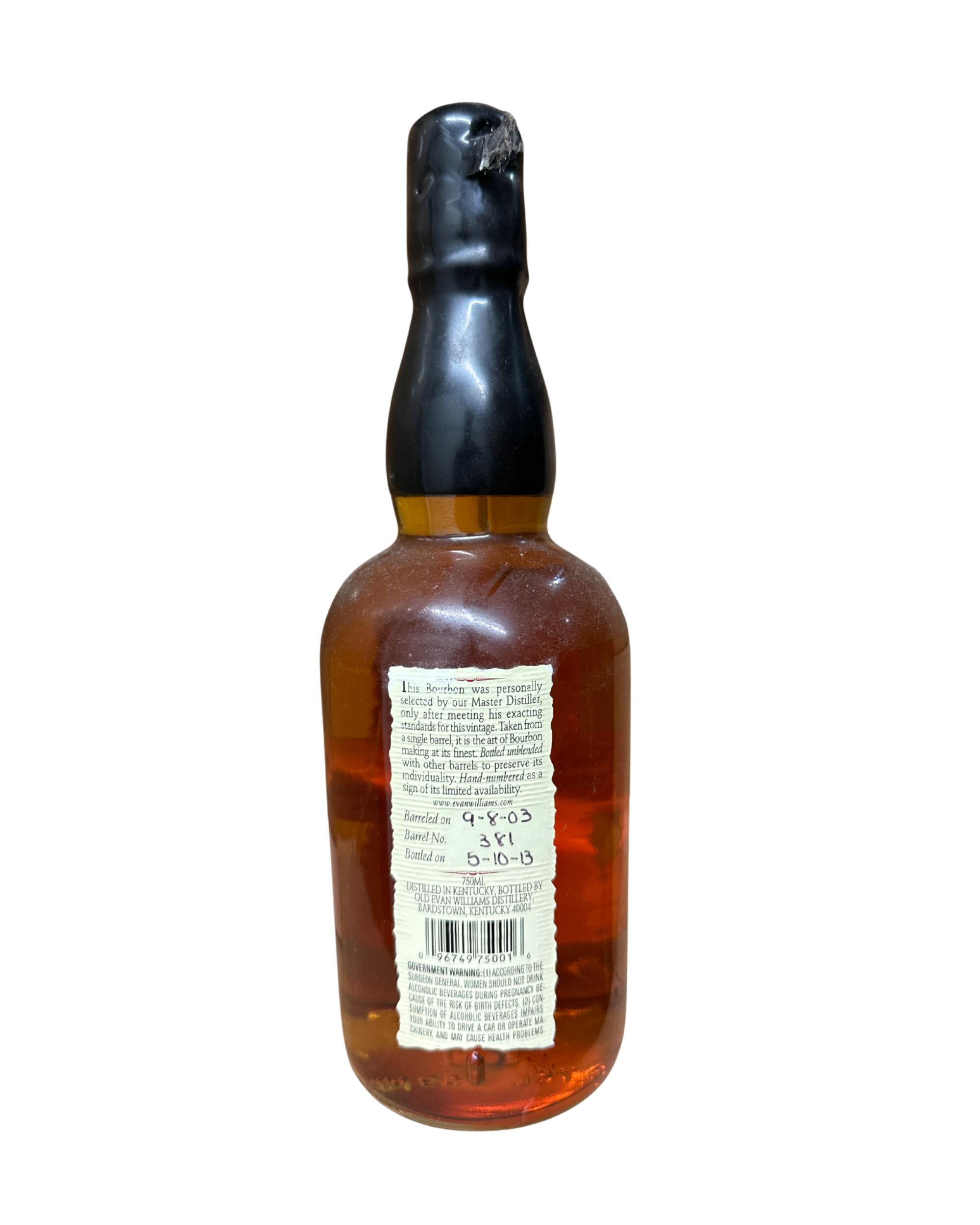 2013 Evan Williams Single Barrel Vintage Bourbon 86.6 Proof 750ml