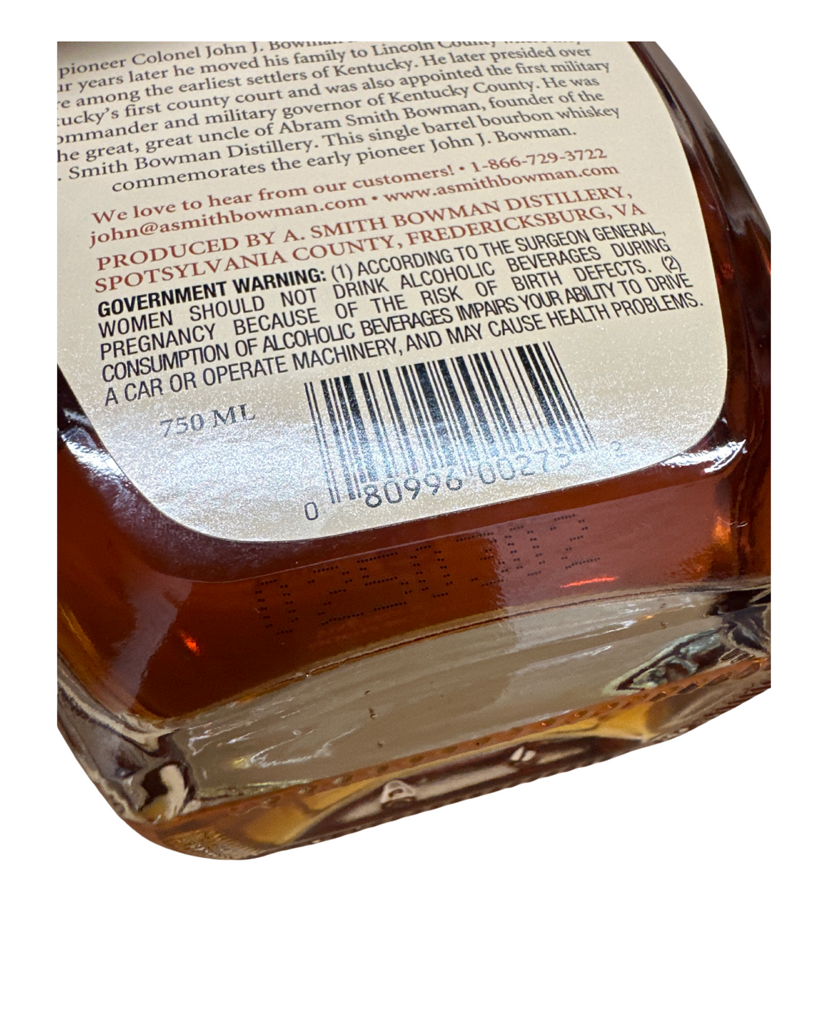 2010-2011 John J. Bowman Single Barrel 100 Proof 750ml