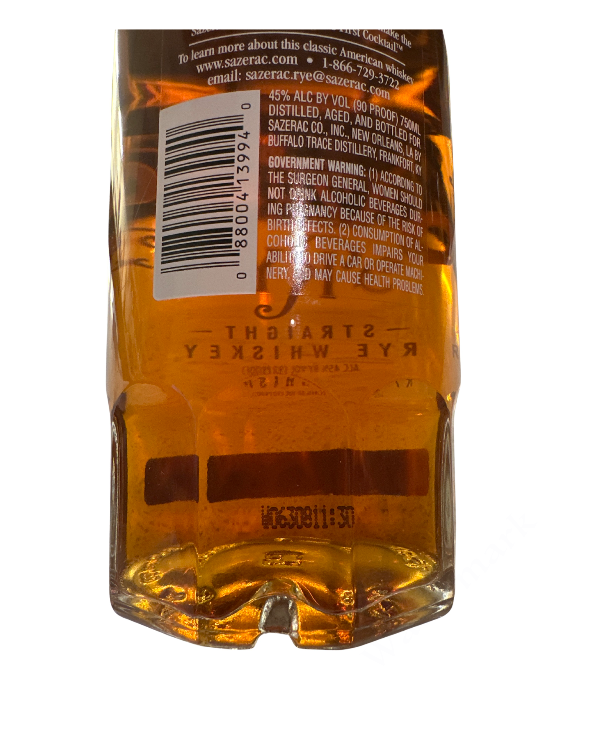 2008 Sazerac Buffalo Trace Sazerac Rye Straight Whiskey Private Barrel 90 Proof 750ml