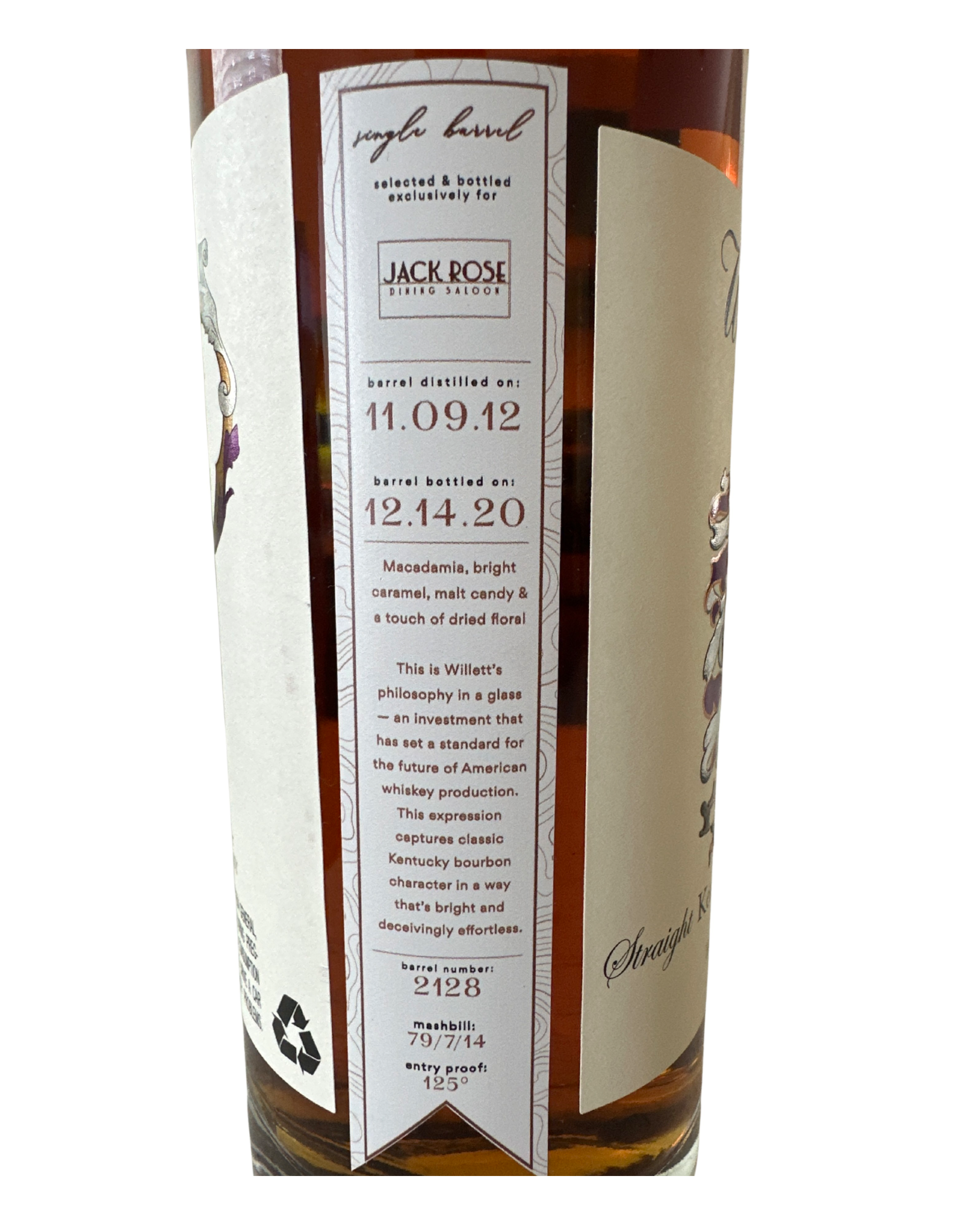 2020 Willett Drip Jack Rose Dining Saloon Family Estate Bottled Single Barrel Bourbon 121.6 Proof 750ml