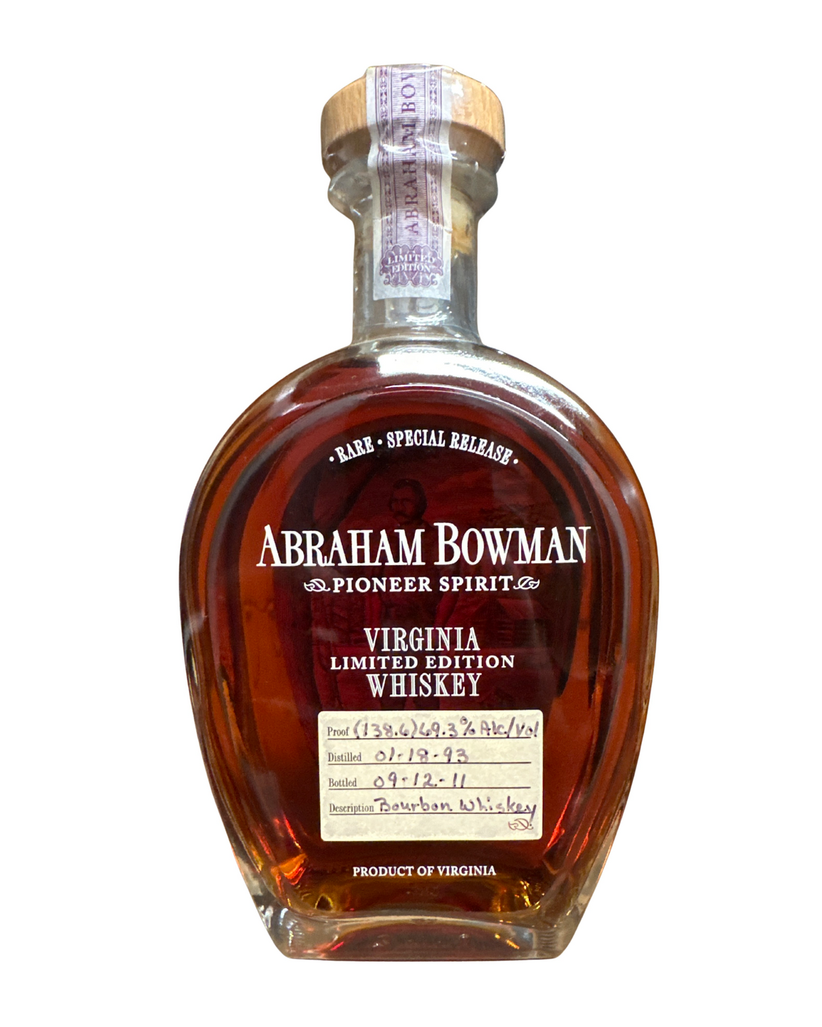2011 Abraham Bowman Bourbon Whiskey 138.6 Proof