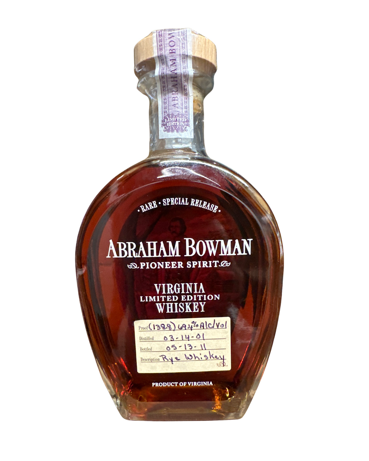 2011 Abraham Bowman Rye Whiskey The Party Source Pick 138.8 Proof