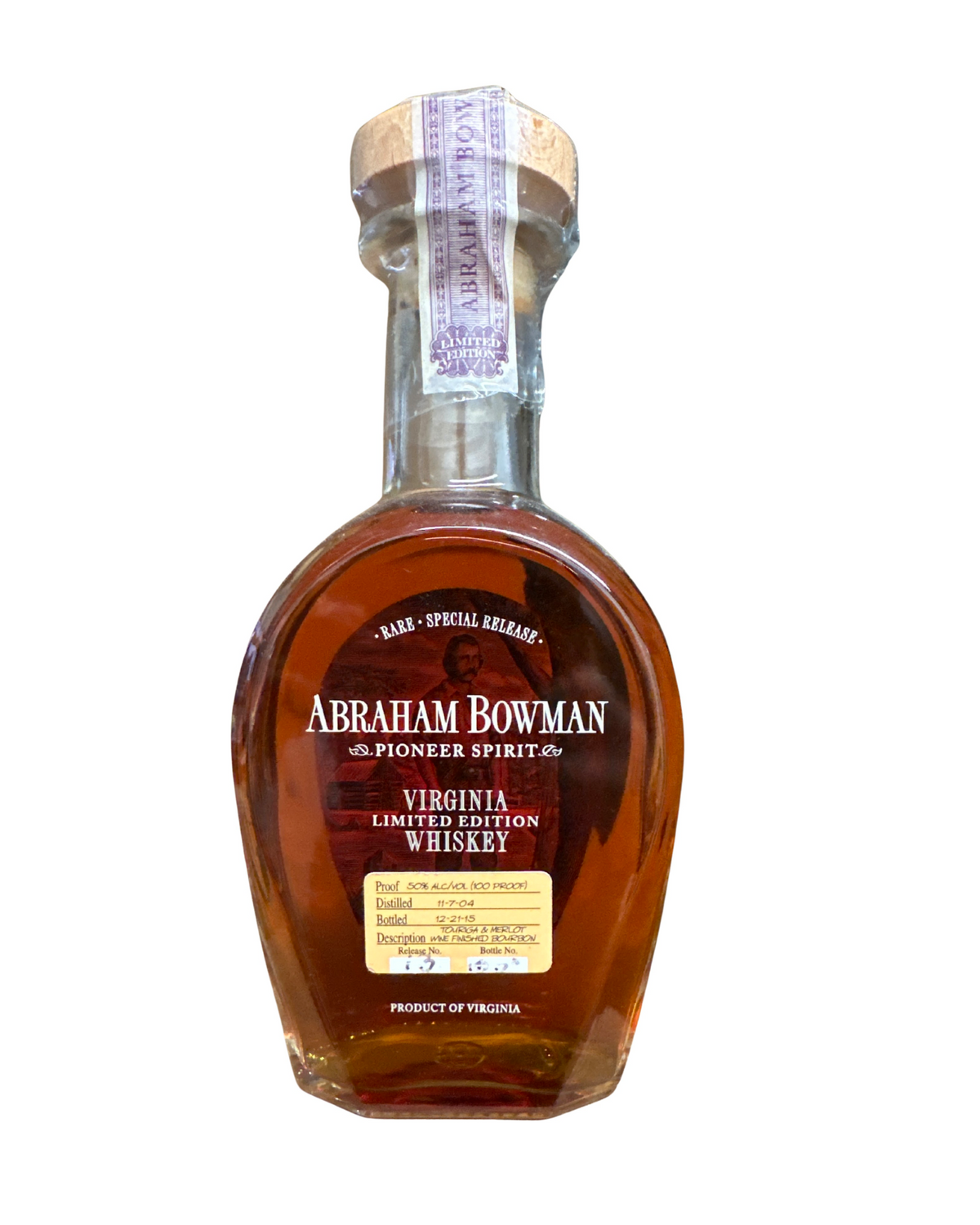 2015 Abraham Bowman Touriga & Merlot Wine Finished 100 Proof