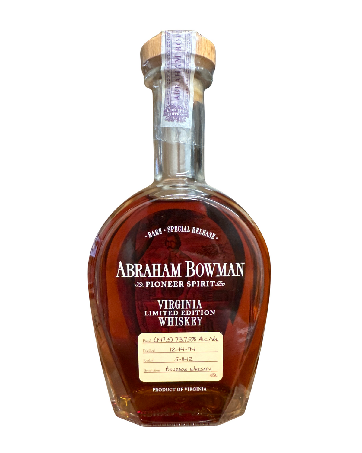2012 Abraham Bowman Bourbon Whiskey 147.5 Proof
