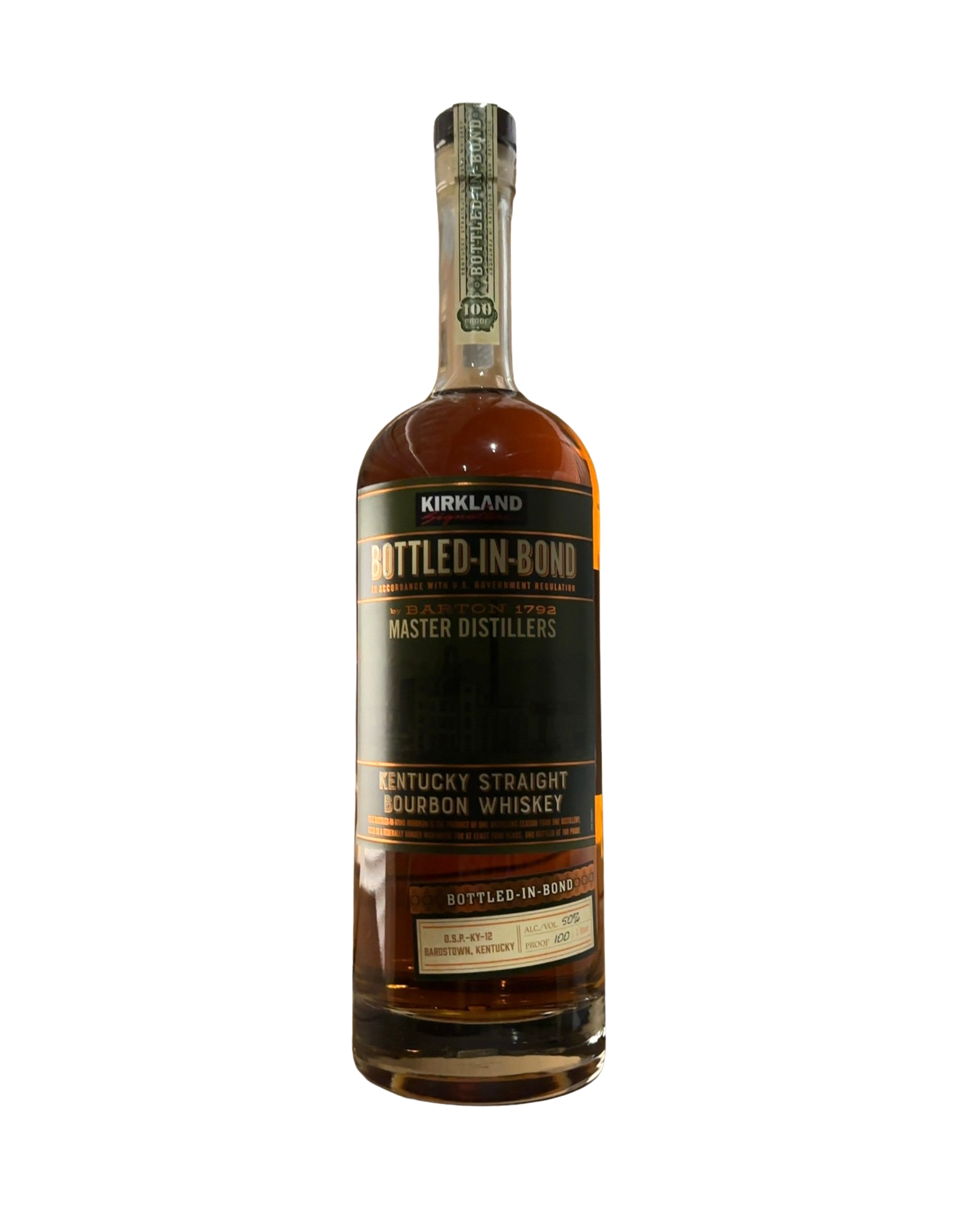 2023 Kirkland (by Barton 1792 Master Distillers) Kirkland Bottled-in-Bond Kentucky Straight Bourbon Whiskey 100 Proof 1 Liter