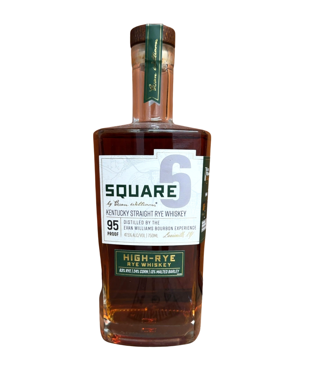Evan Williams Square 6  Rye Whiskey 95 Proof 750ml