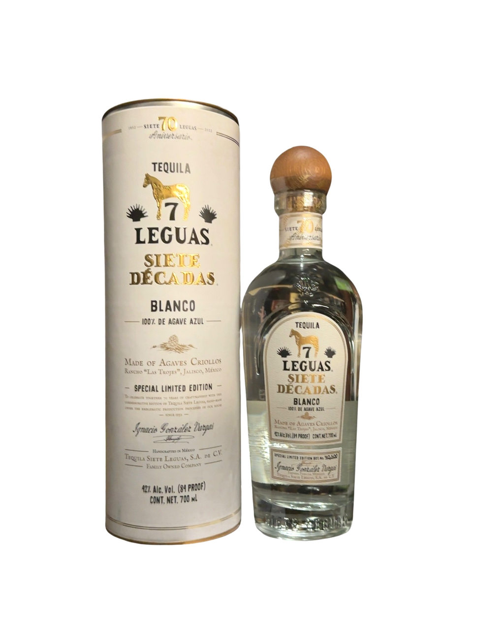 2022 Tequila Siete Leguas 7 Leguas Siete Décadas Blanco Tequila 84 Proof 700ml