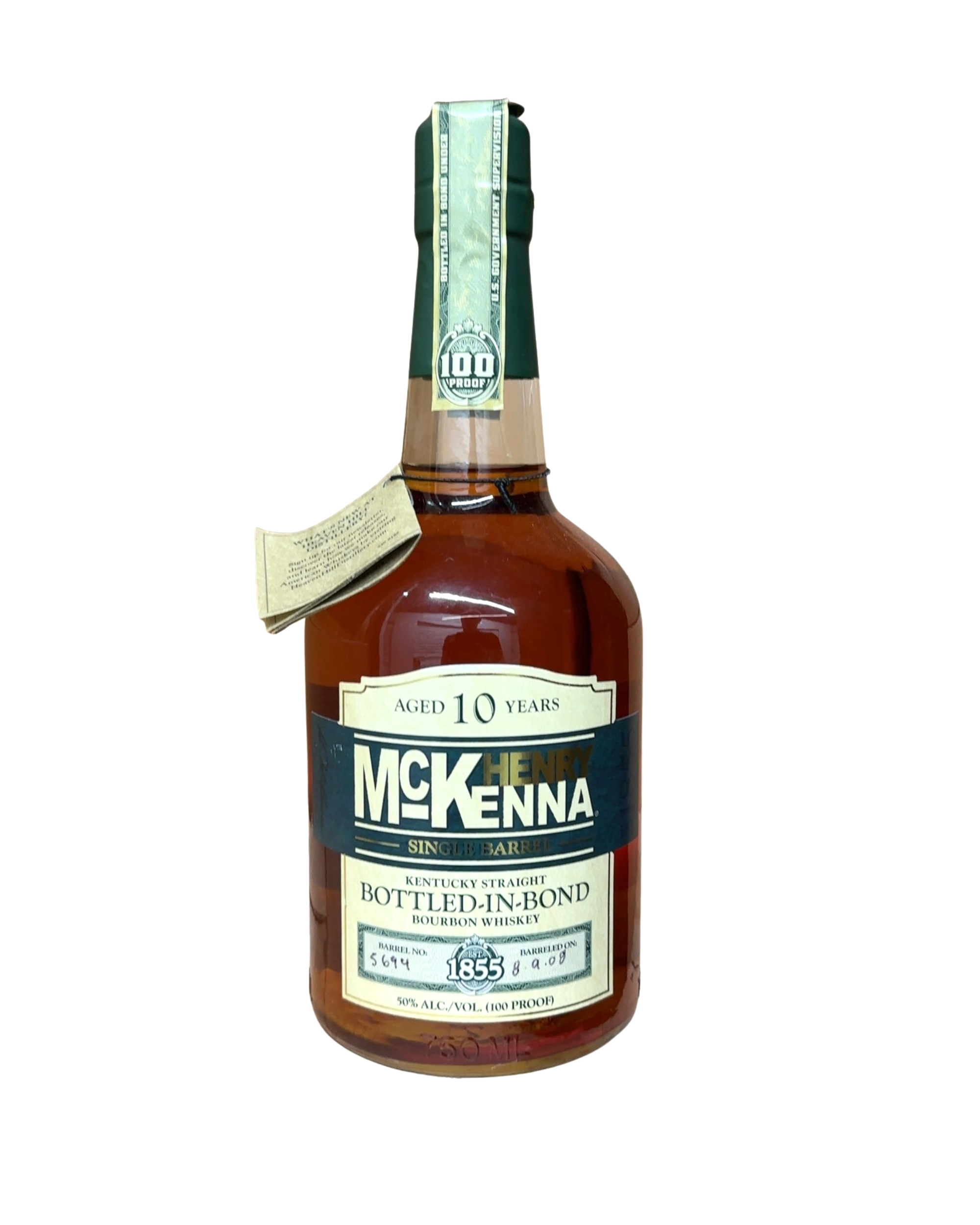 2018 Henry McKenna Single Barrel Kentucky Straight Bottled-In-Bond Bourbon Whiskey 100 Proof 750ml
