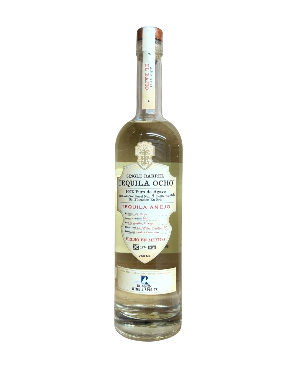 2018 Tequila Ocho Single Barrel Tequila Ocho Tequila Añejo 104 Proof 750ml