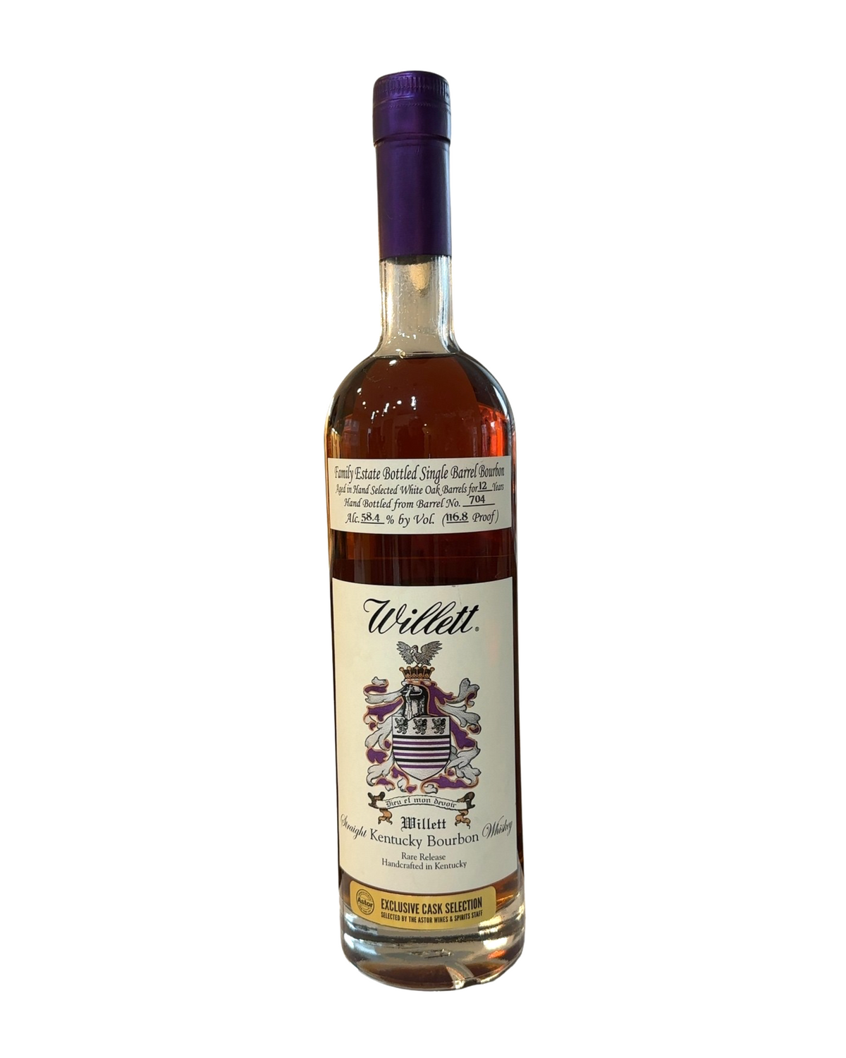2016 Willett 12 Year Single Barrel Bourbon (Astor #704) 116.8 Proof 750ml