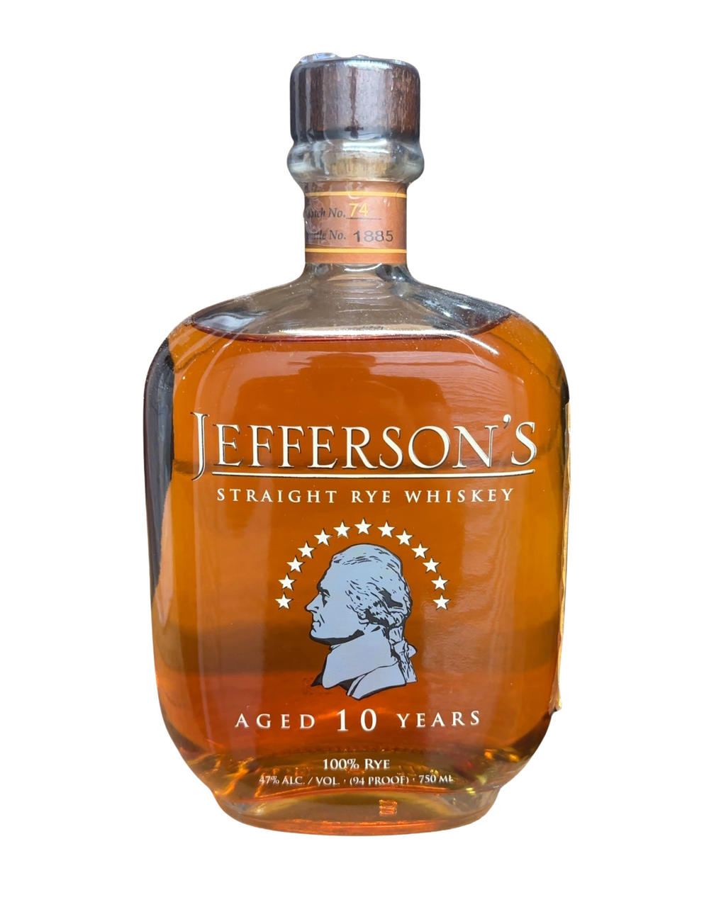 2013 Jefferson's 10 Year Straight Rye Whiskey 94 Proof 750ml
