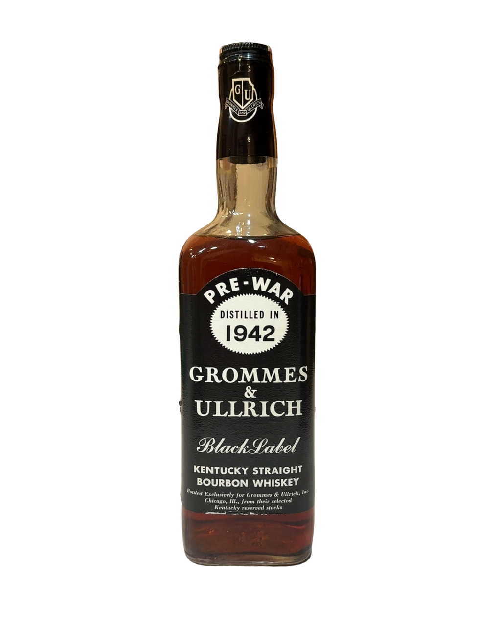 1961 Grommes & Ullrich Pre-War Distilled in 1942 Black Label Kentucky Straight Bourbon Whiskey 84 Proof 750ml