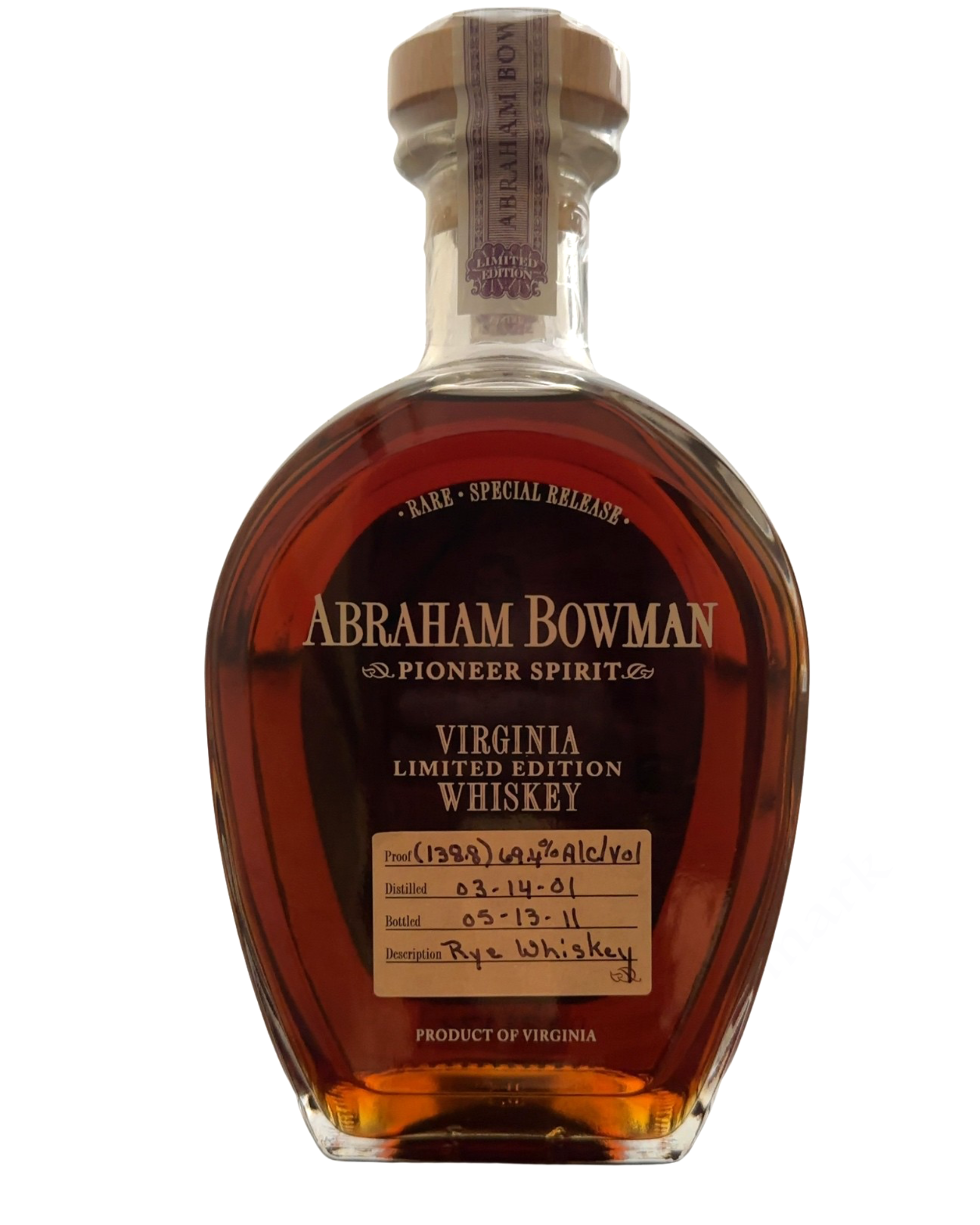 Abraham Bowman Virginia Limited Edition Whiskey 138.8 Proof