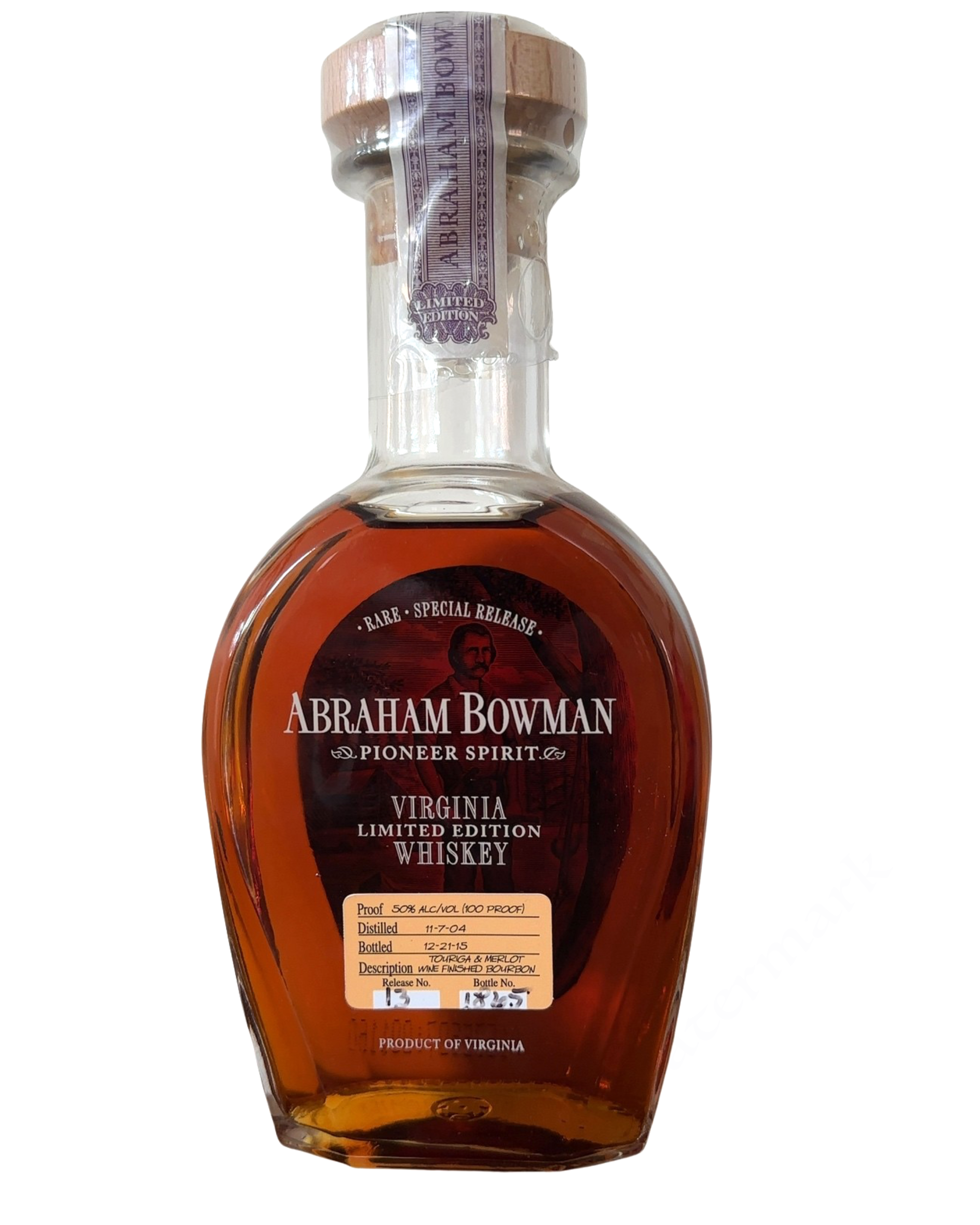 2015 Abraham Bowman Touriga & Merlot Wine Finished 100 Proof
