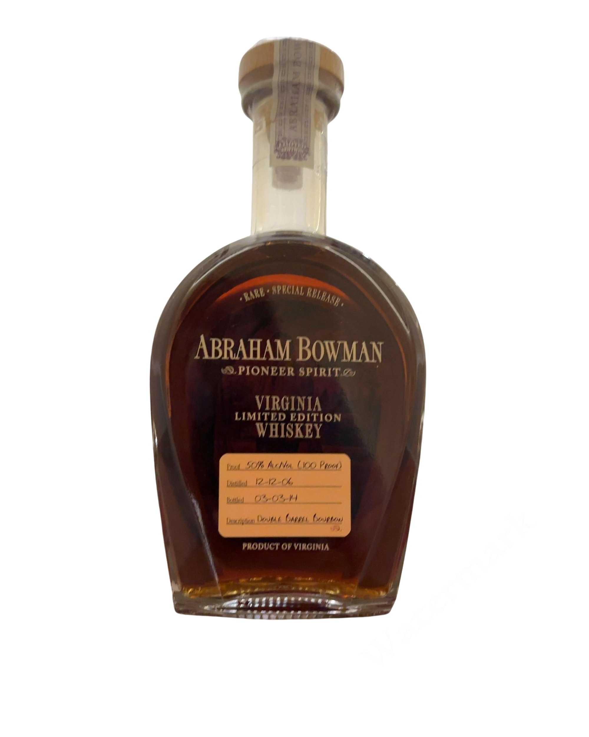 Abraham Bowman VIRGINIA LIMITED EDITION WHISKEY 100 Proof
