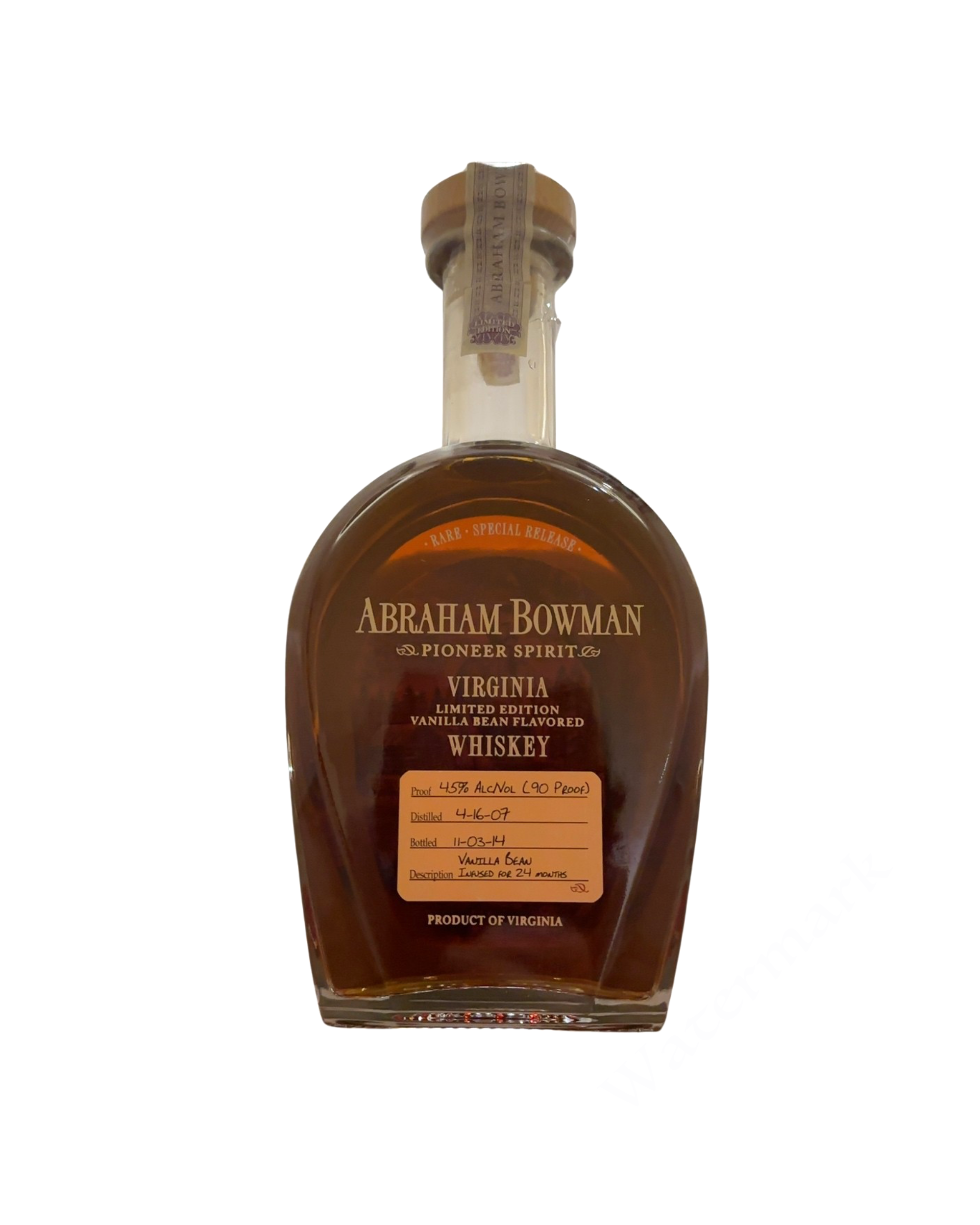 Abraham Bowman Virginia Limited Edition Vanilla Bean Flavored Whiskey 90 Proof