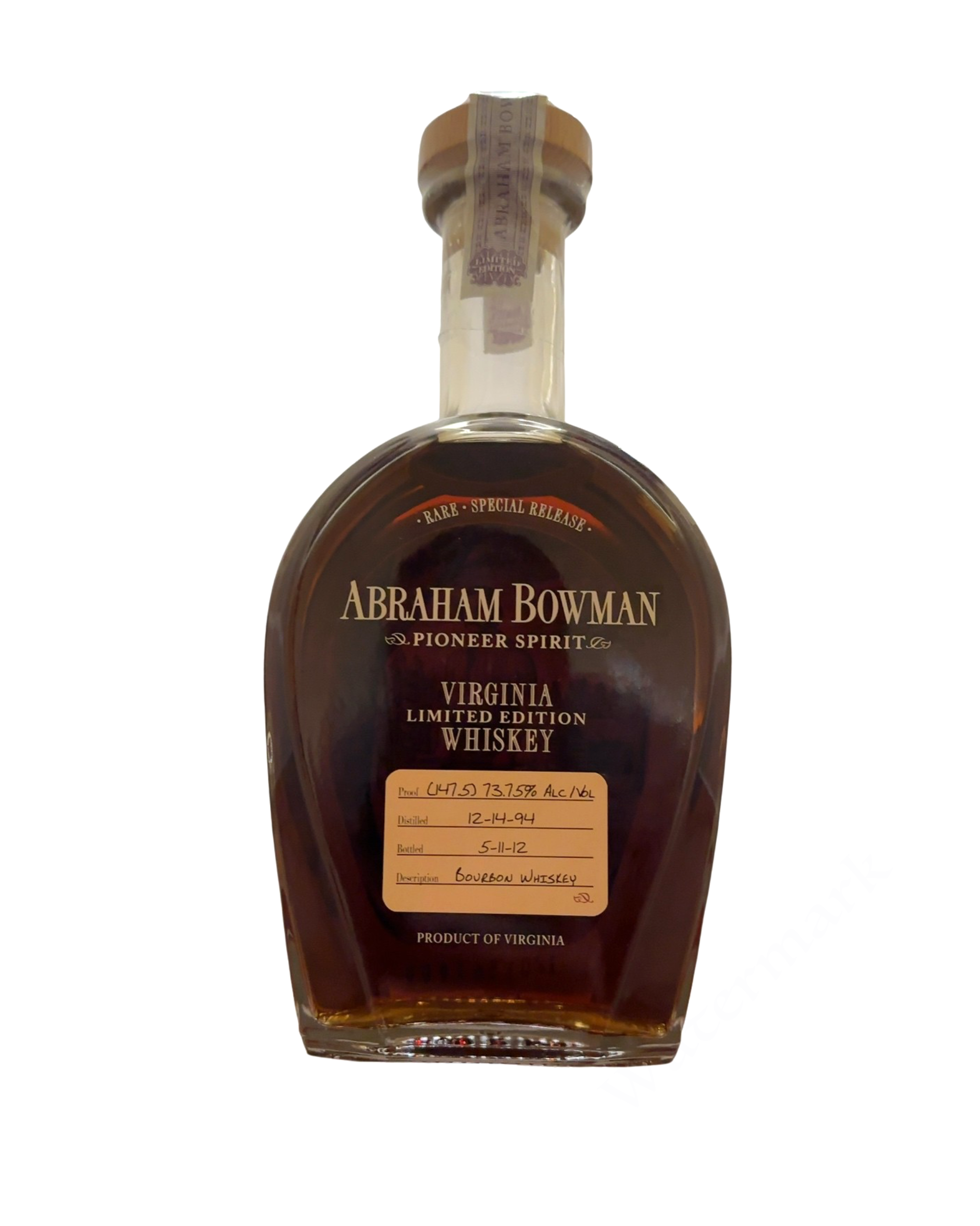 ABRAHAM BOWMAN VIRGINIA LIMITED EDITION WHISKEY 147.5 Proof