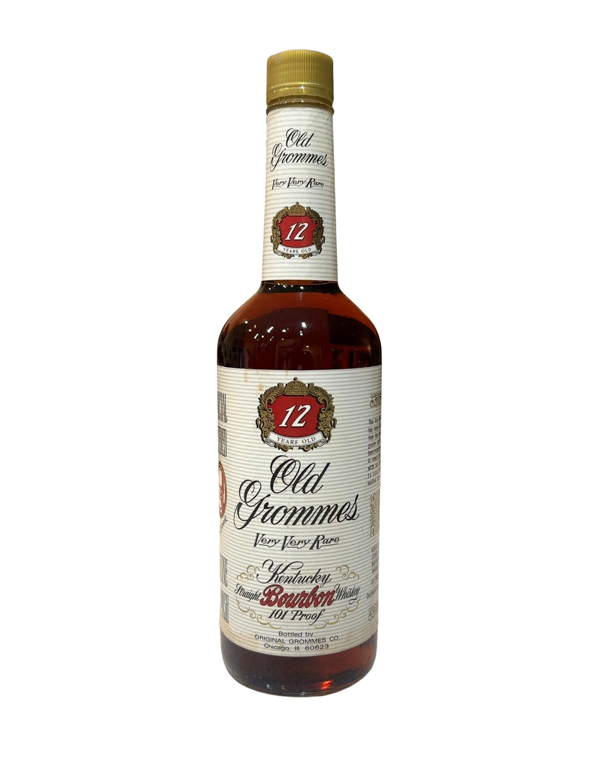 90’s Release Old Grommes 12 Year Very Very Rare Kentucky Straight Bourbon Whiskey 101 Proof 750ml