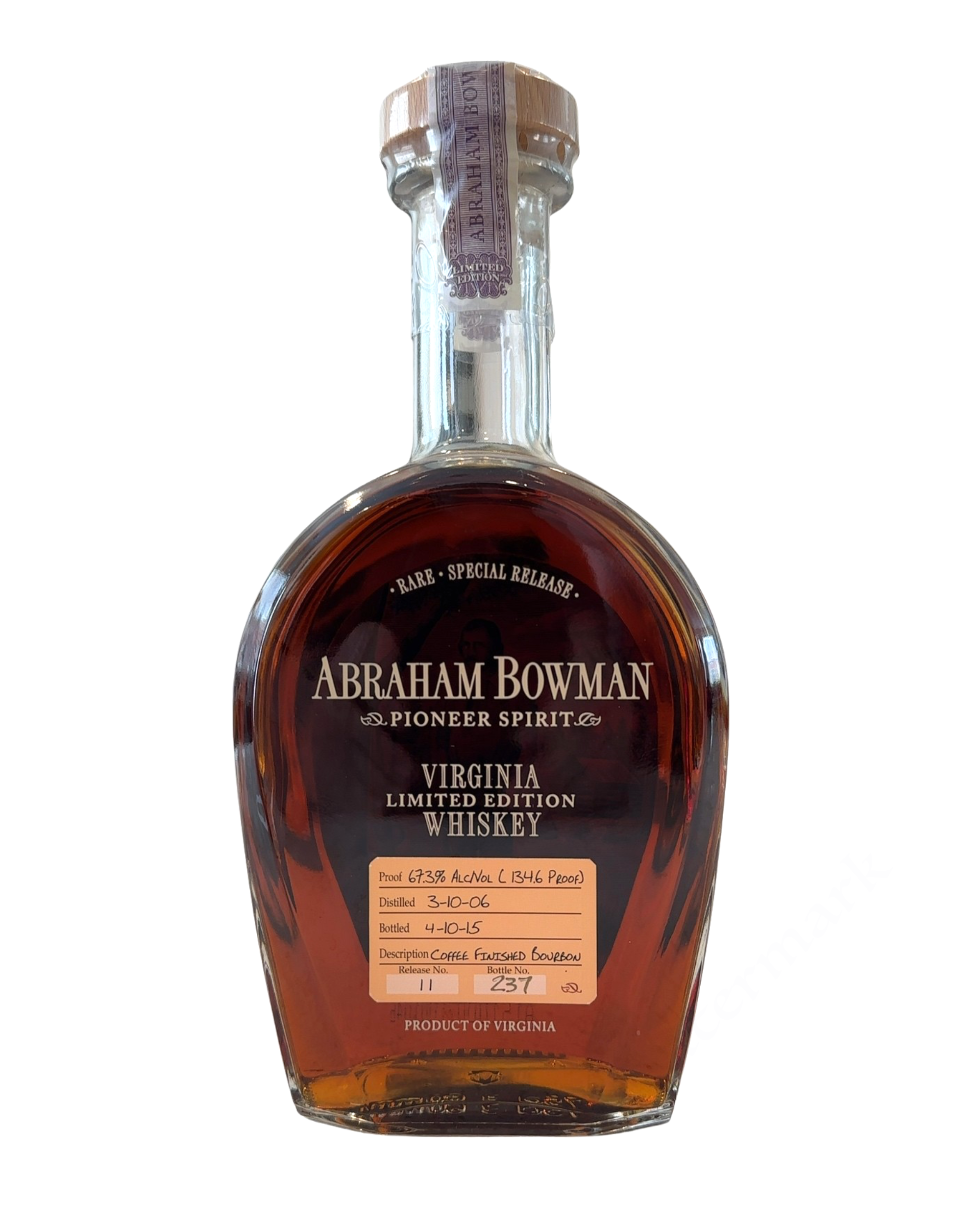 2015 Abraham Bowman Coffee Finished Whiskey 134.6 Proof