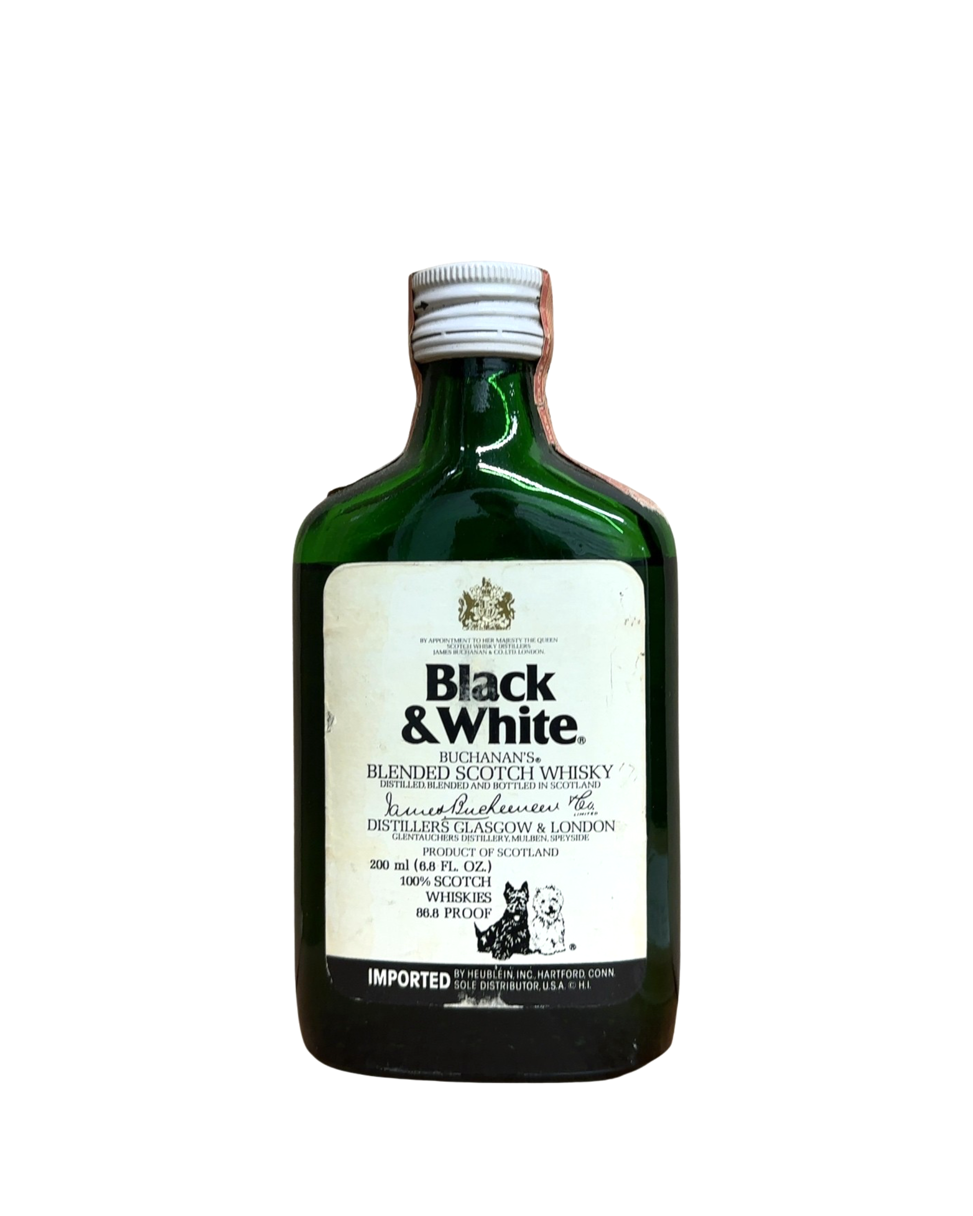1961 James Buchanan & Co. Ltd. / Distillers Glasgow & London Black & White Blended Scotch Whisky 86.8 Proof 200ml