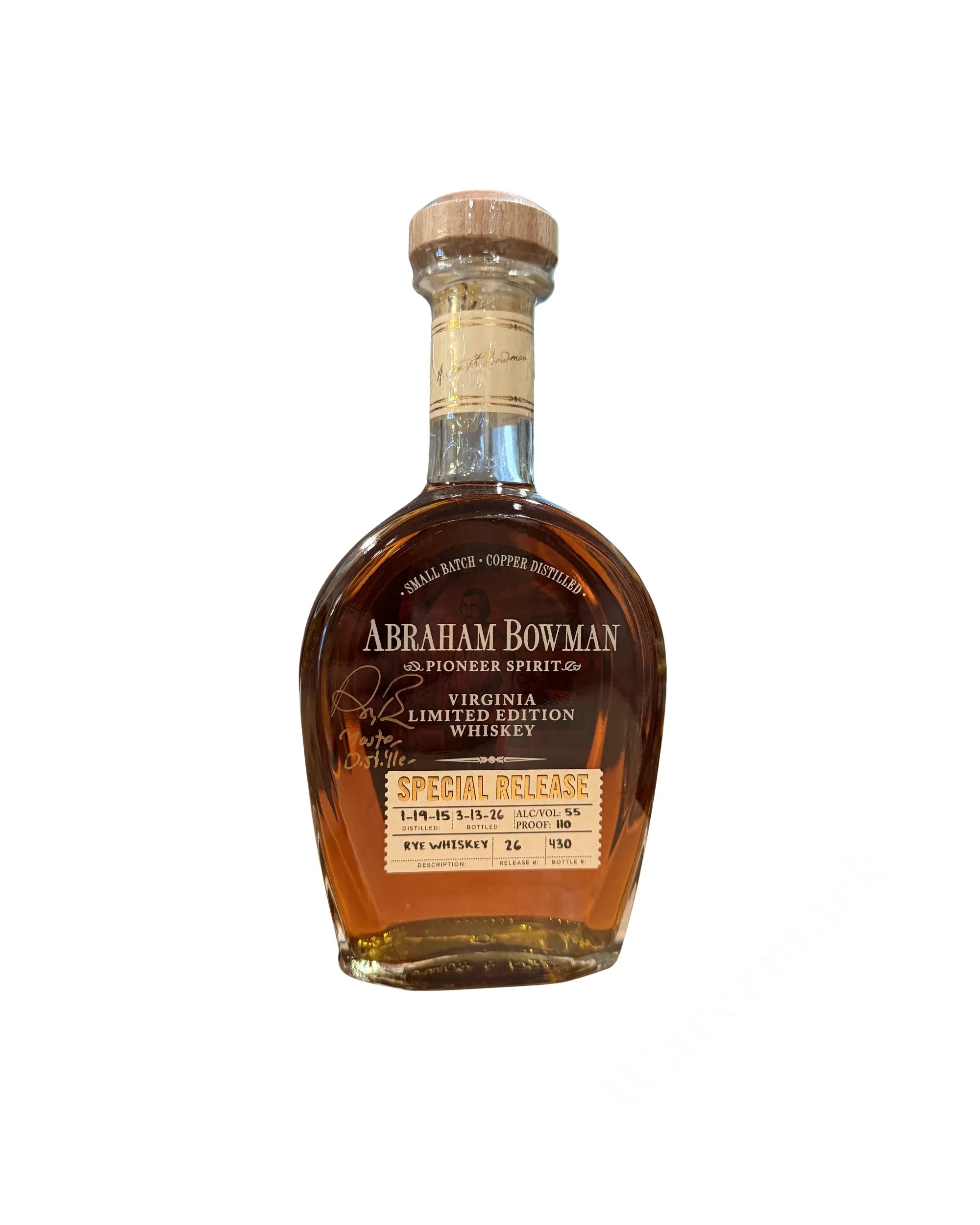 2026 A. Smith Bowman Rye Whiskey 110 Proof 750ml