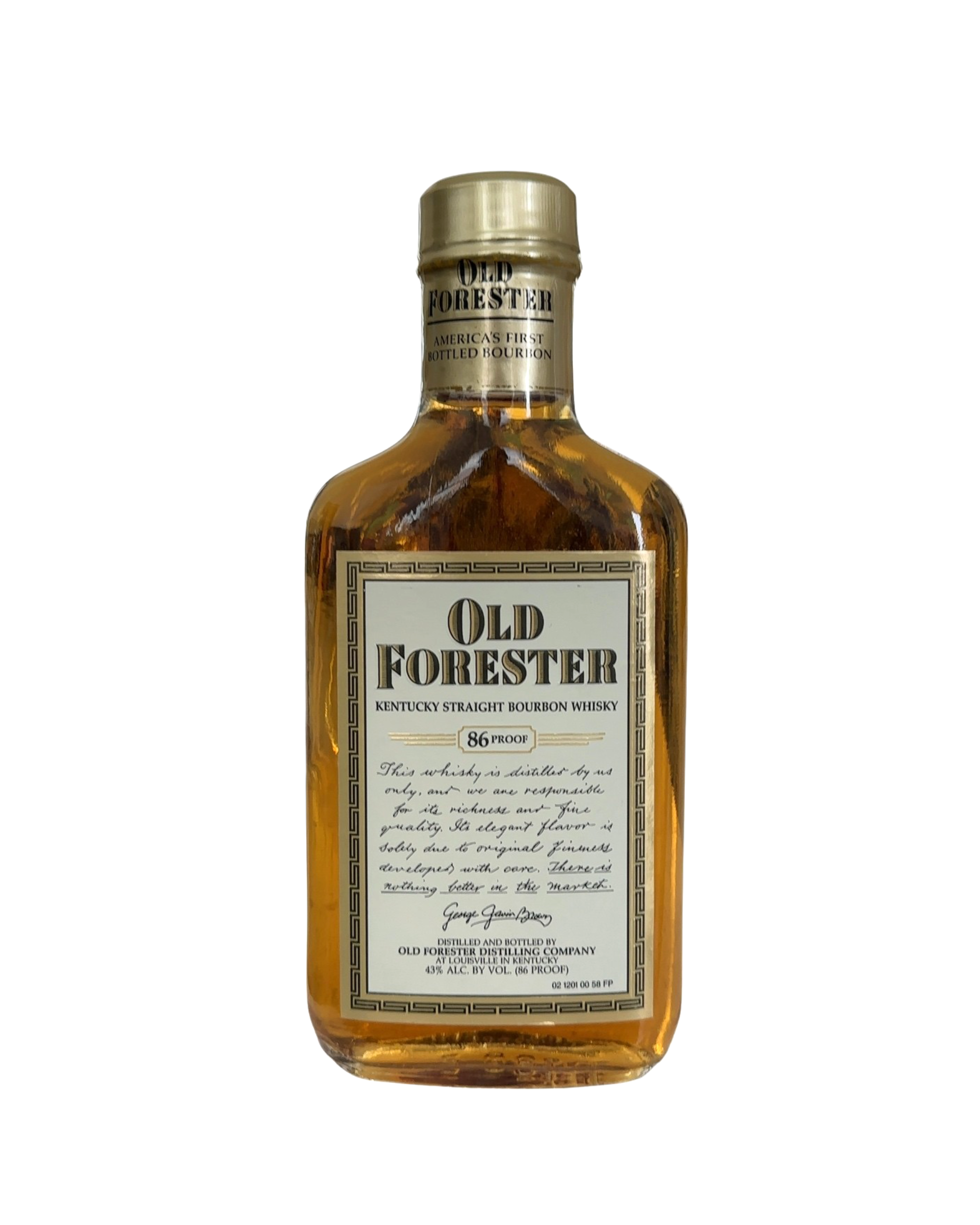 1991 Old Forester Distilling Company Old Forester Kentucky Straight Bourbon Whisky 86 Proof 200ml