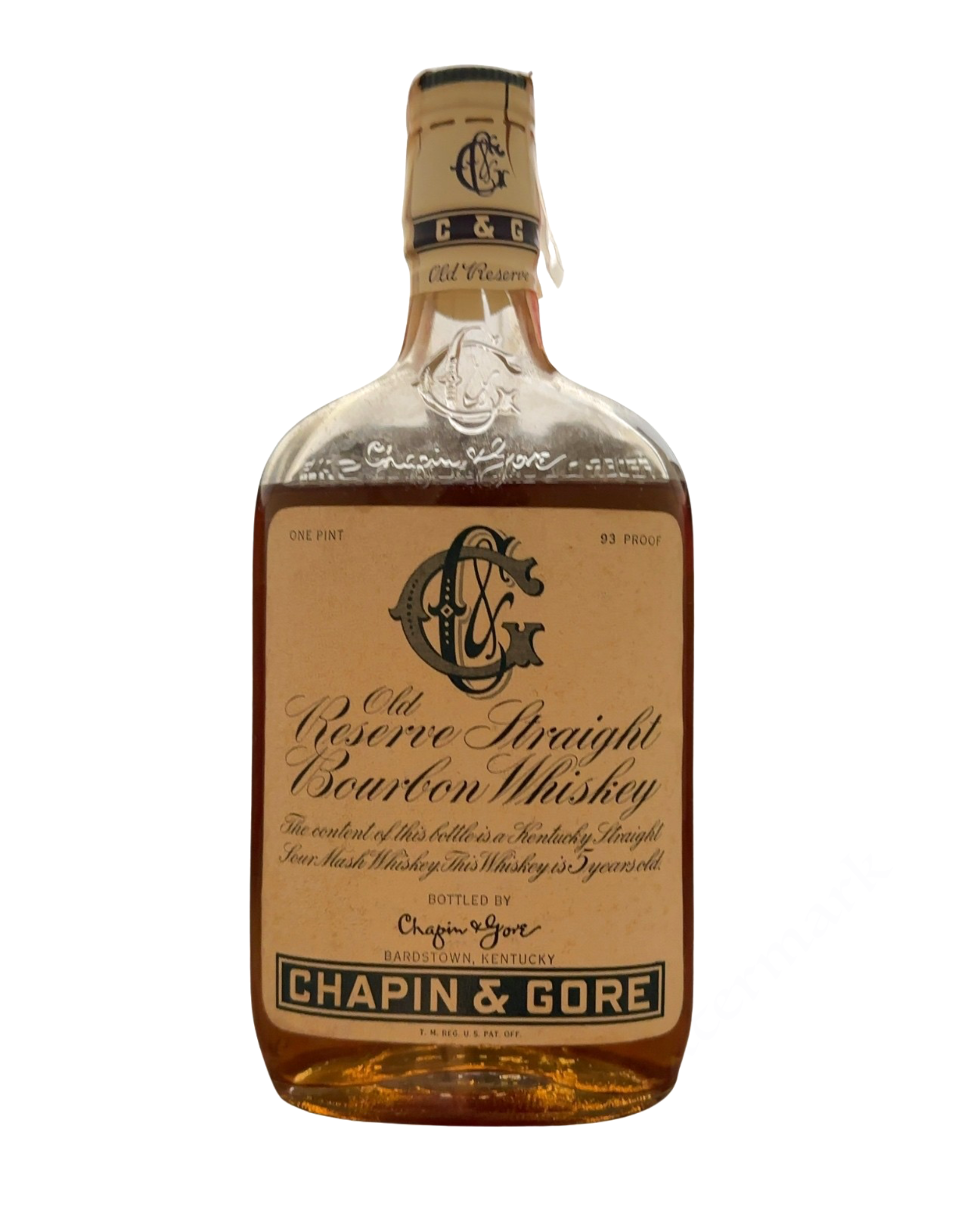 Chapin & Gore Old Reserve Straight Bourbon Whiskey 93 Proof