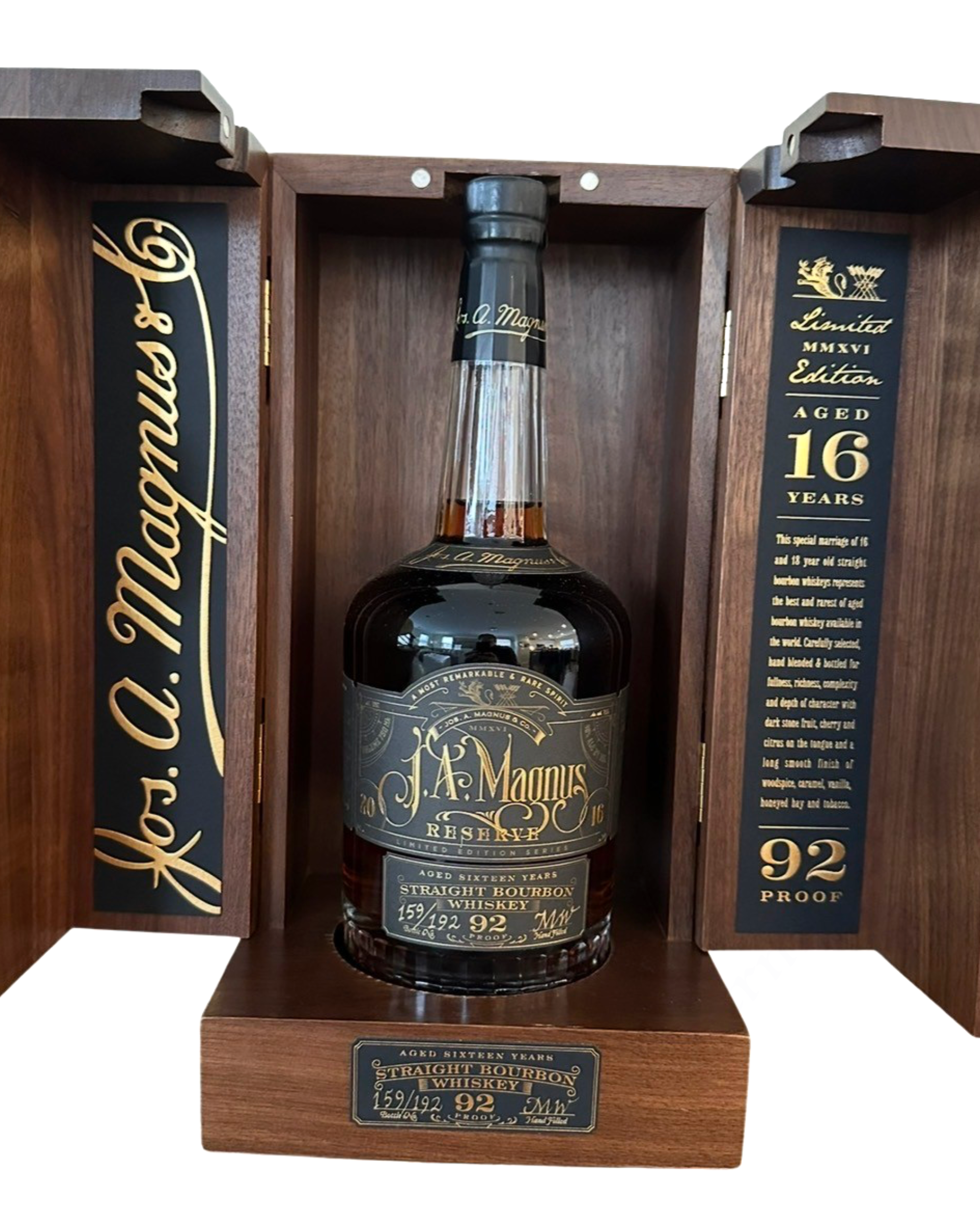 Jos. A. Magnus & Co. J.A. Magnus Reserve Aged Sixteen Years Straight Bourbon Whiskey 92 Proof