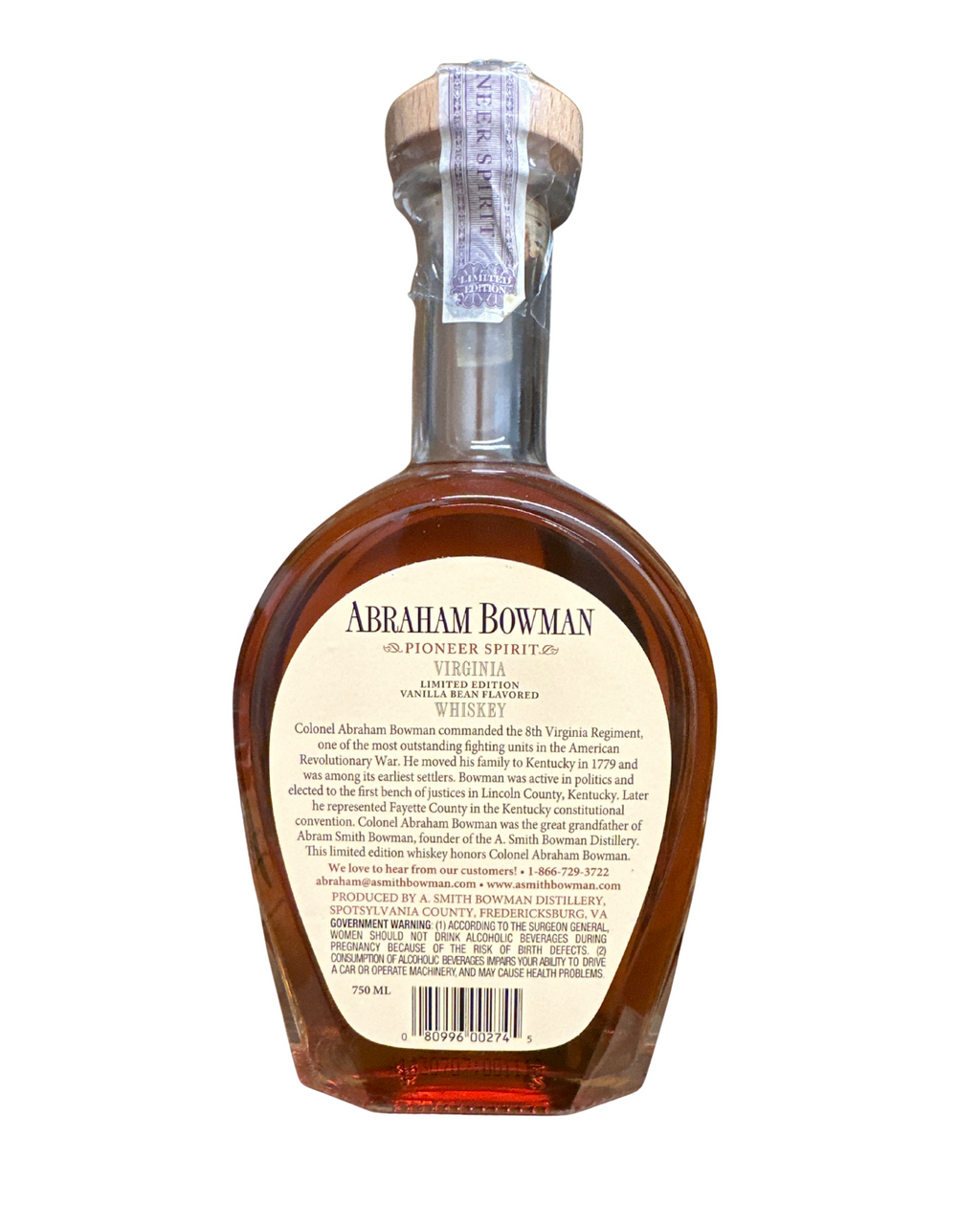 2014 Abraham Bowman Vanilla Bean Whiskey 90 Proof
