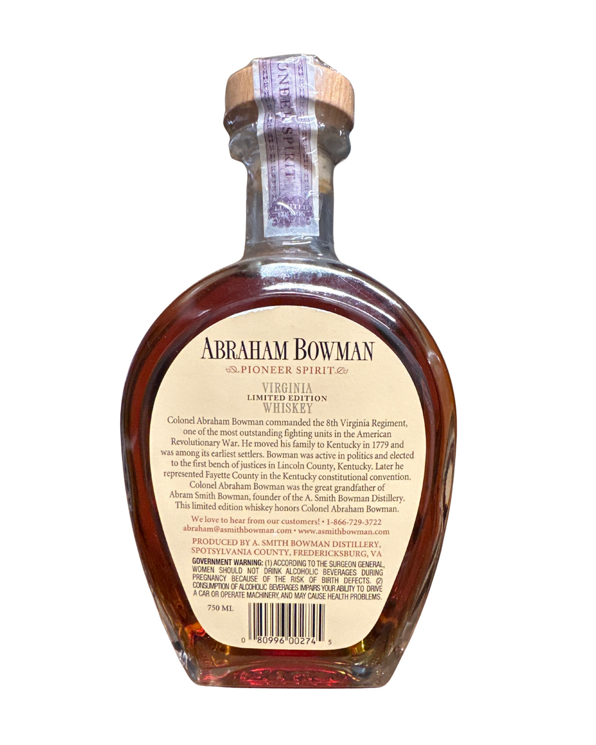 2011 Abraham Bowman Bourbon Whiskey 138.6 Proof