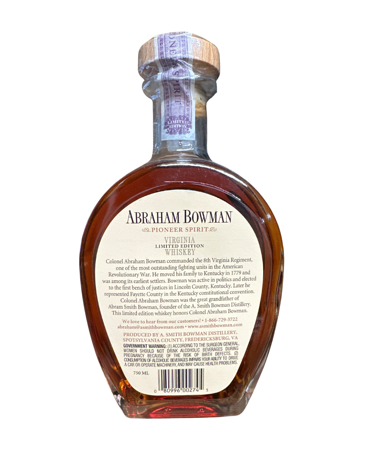 2011 Abraham Bowman Rye Whiskey The Party Source Pick 136.4 Proof 750ml