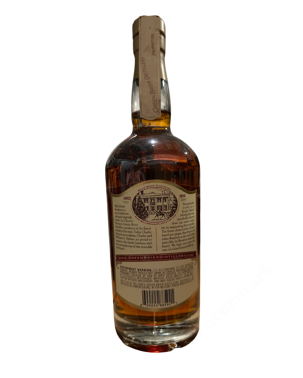 2016 BELLE MEADE Single Barrel Sour Mash Straight Bourbon Whiskey 104.6 Proof