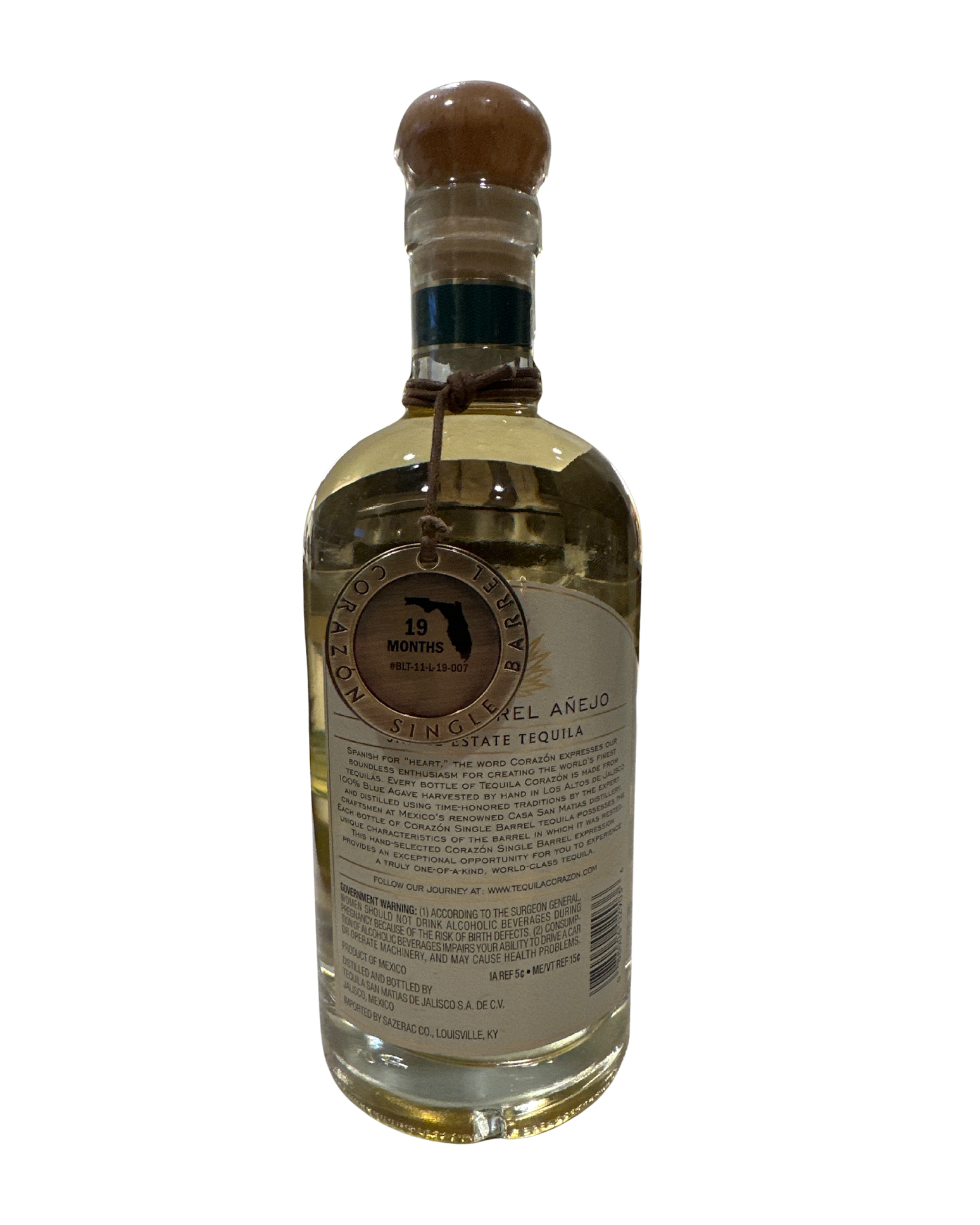 2021 Corazón Single Barrel Añejo 80 Proof 750ml
