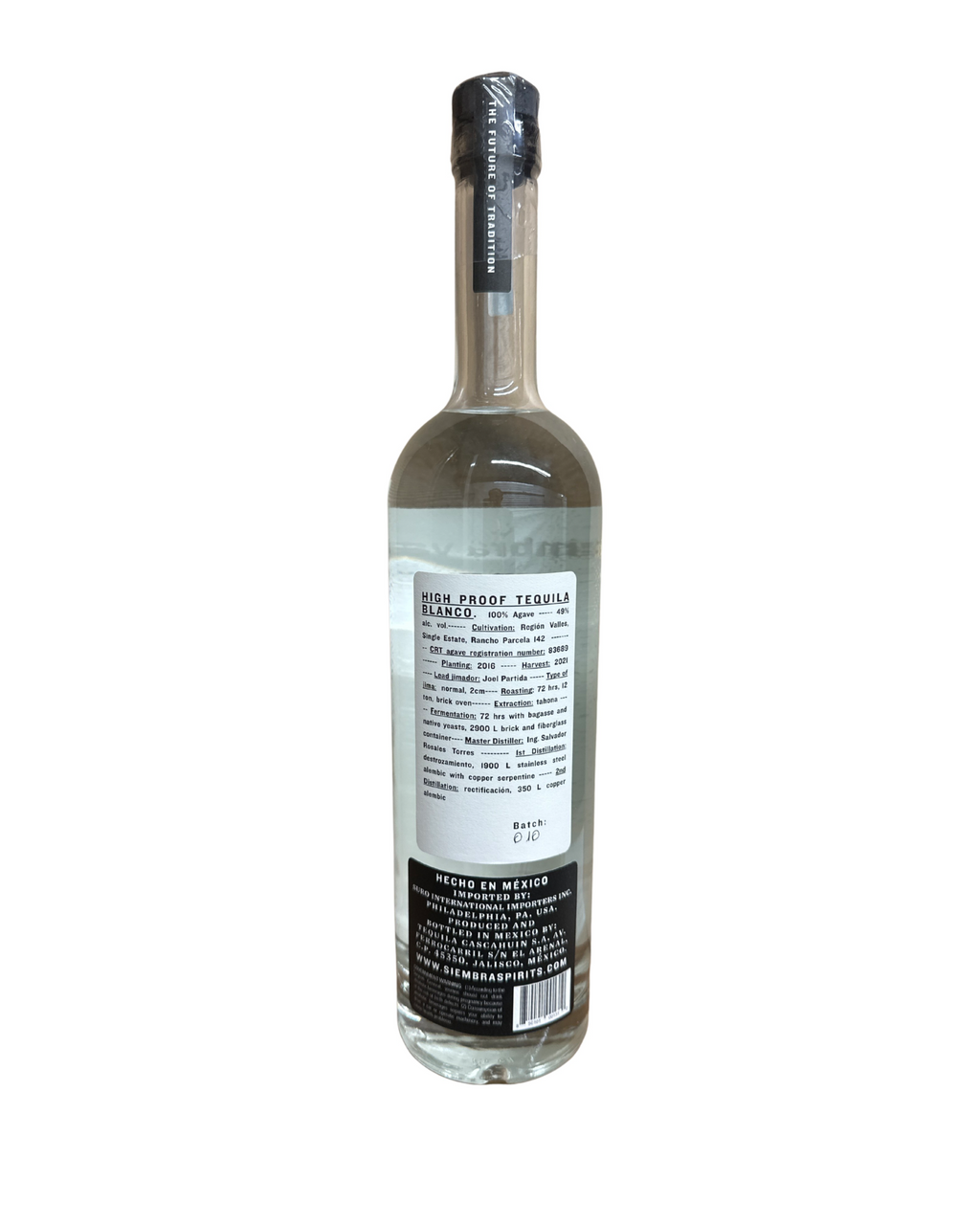 2022 siembra valles High Proof Tequila Blanco 98 Proof 750ml