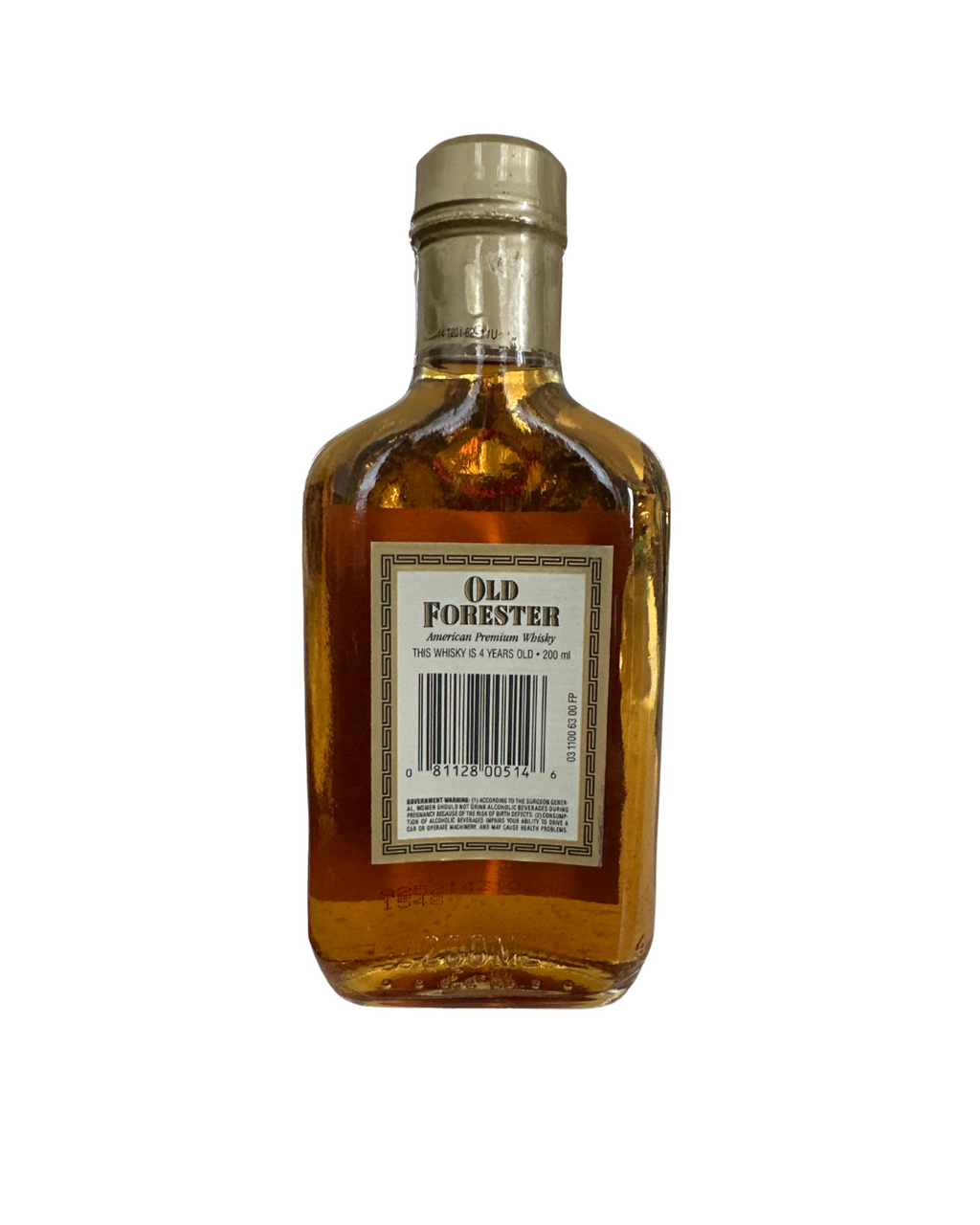 1991 Old Forester Distilling Company Old Forester Kentucky Straight Bourbon Whisky 86 Proof 200ml