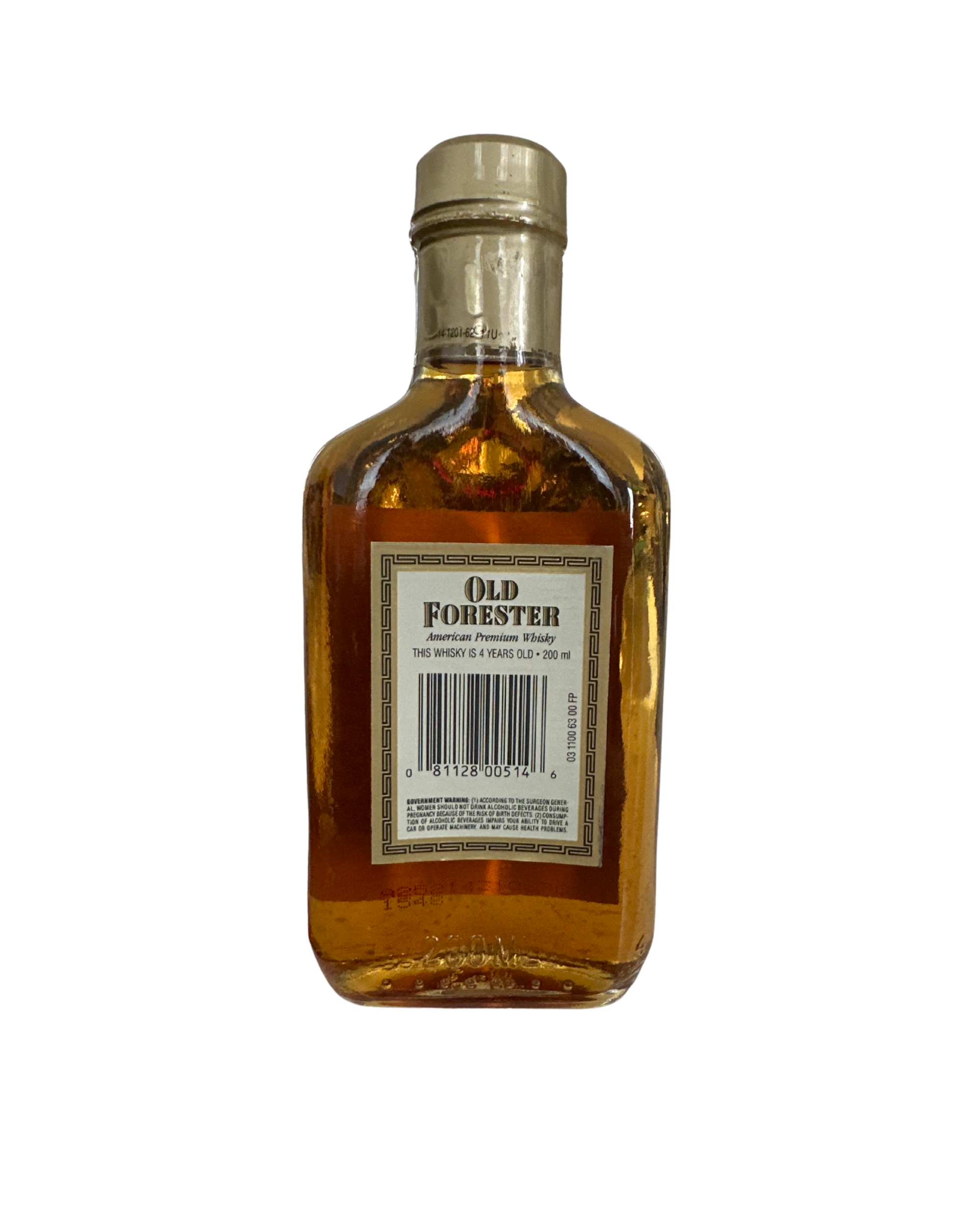 1991 Old Forester Distilling Company Old Forester Kentucky Straight Bourbon Whisky 86 Proof 200ml