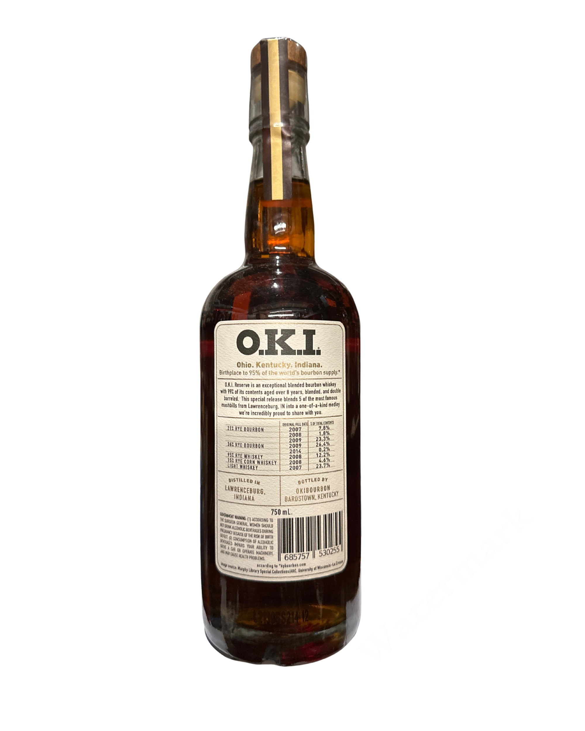 2022 O.K.I. Reserve Blended Bourbon Whiskey 100 Proof 750ml Batch 1