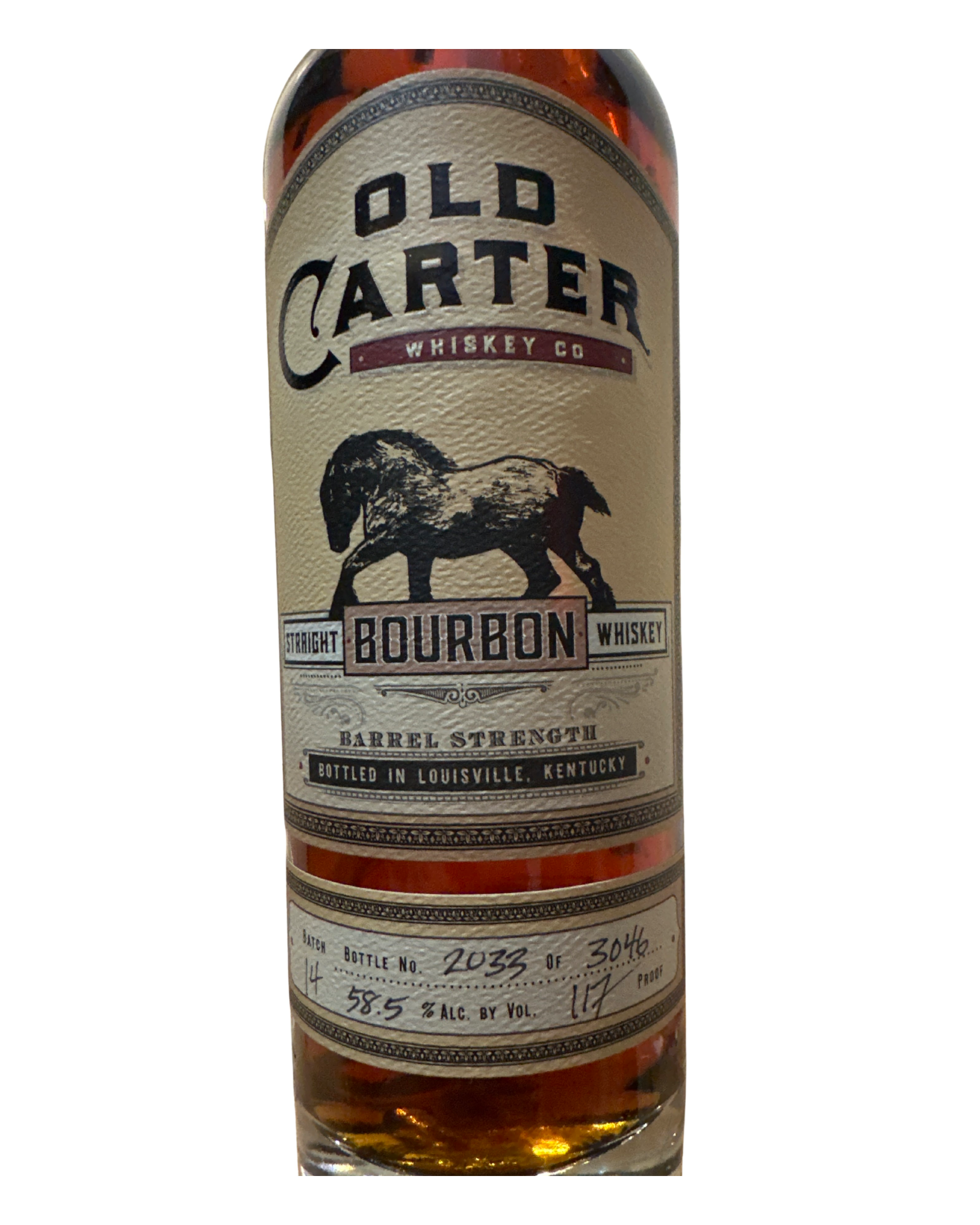 Old Carter Straight Bourbon Whiskey 117 Proof 750ml Batch 14