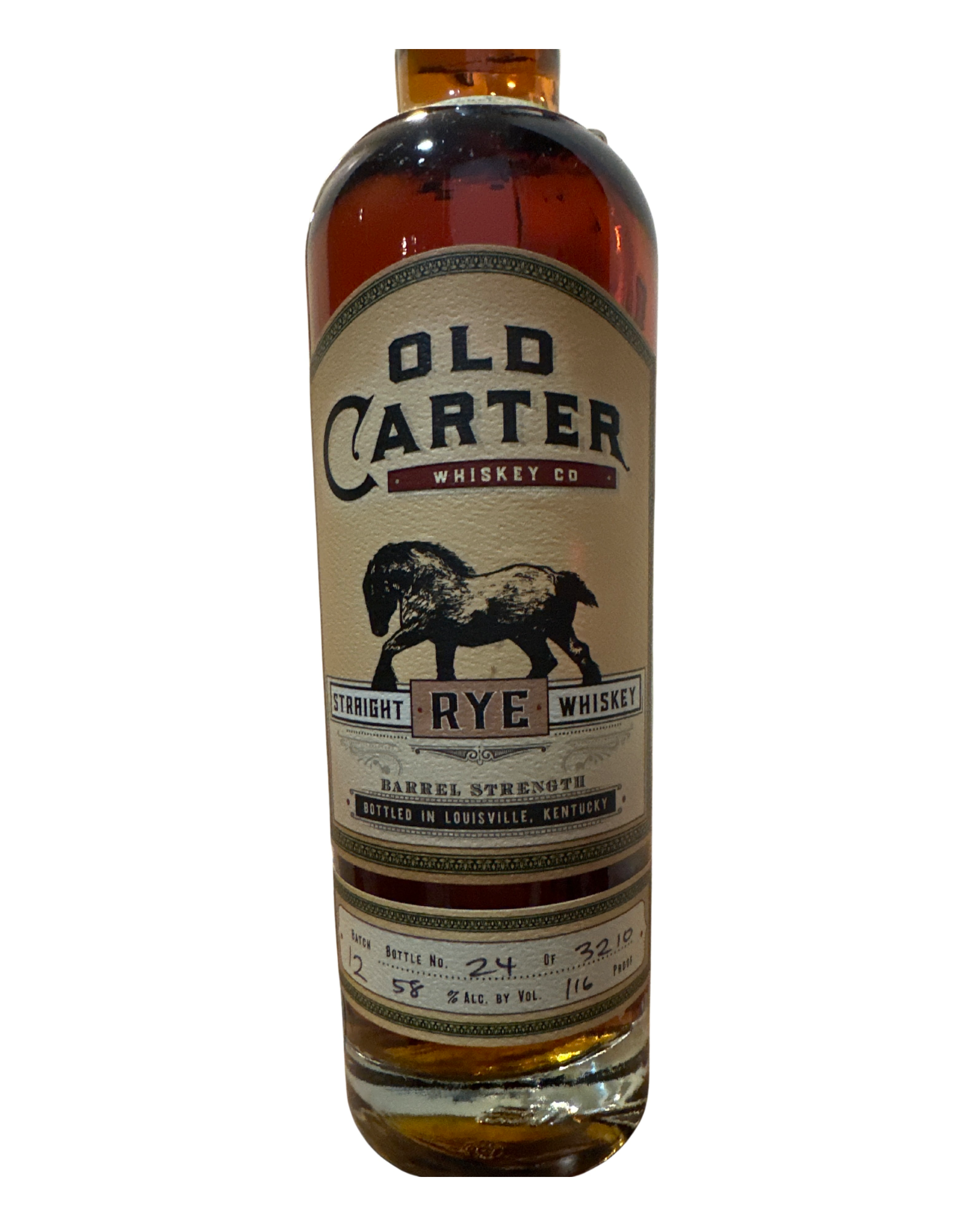 Old Carter Straight Rye Whiskey 116 Proof 750ml Batch 12