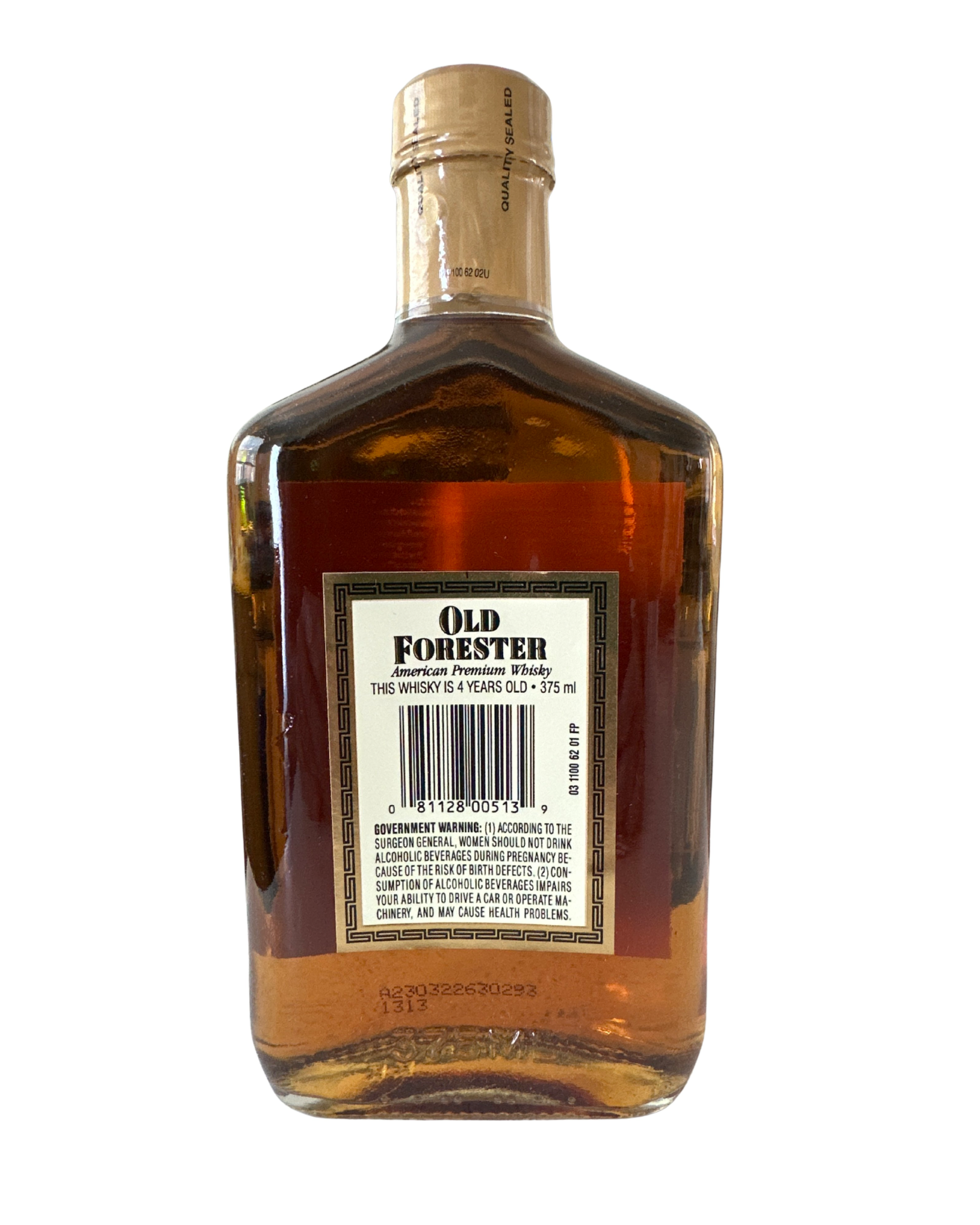 1996 Old Forester Distilling Company Old Forester Kentucky Straight Bourbon Whisky 86 Proof 375ml