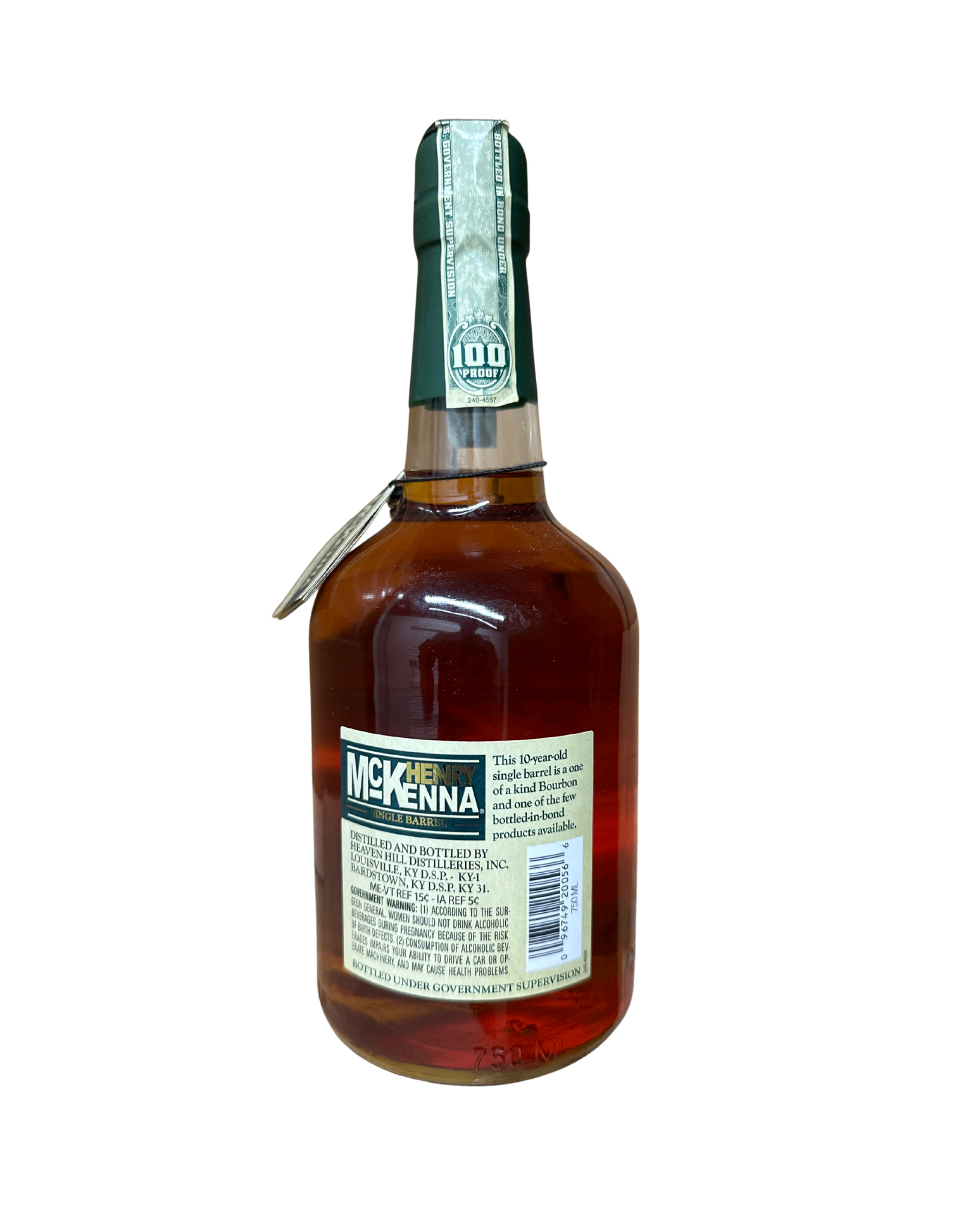 2019 Heaven Hill Distillery Henry McKenna Single Barrel Kentucky Straight Bottled-in-Bond Bourbon Whiskey 100 Proof 750ml