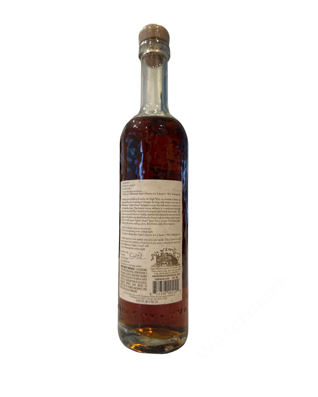 2016 High West Distillery A Midwinter Nights Dram. Limited engagement Act 4 Scene 9 98.6 Proof