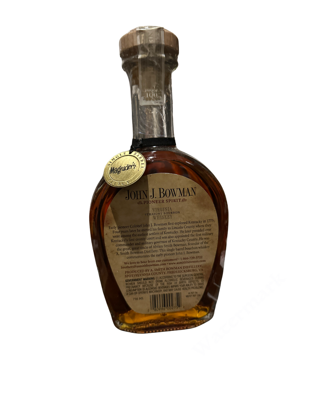2021 A. Smith Bowman Distillery John J. Bowman Virginia Straight Bourbon Whiskey Single Barrel 100 Proof 750ml